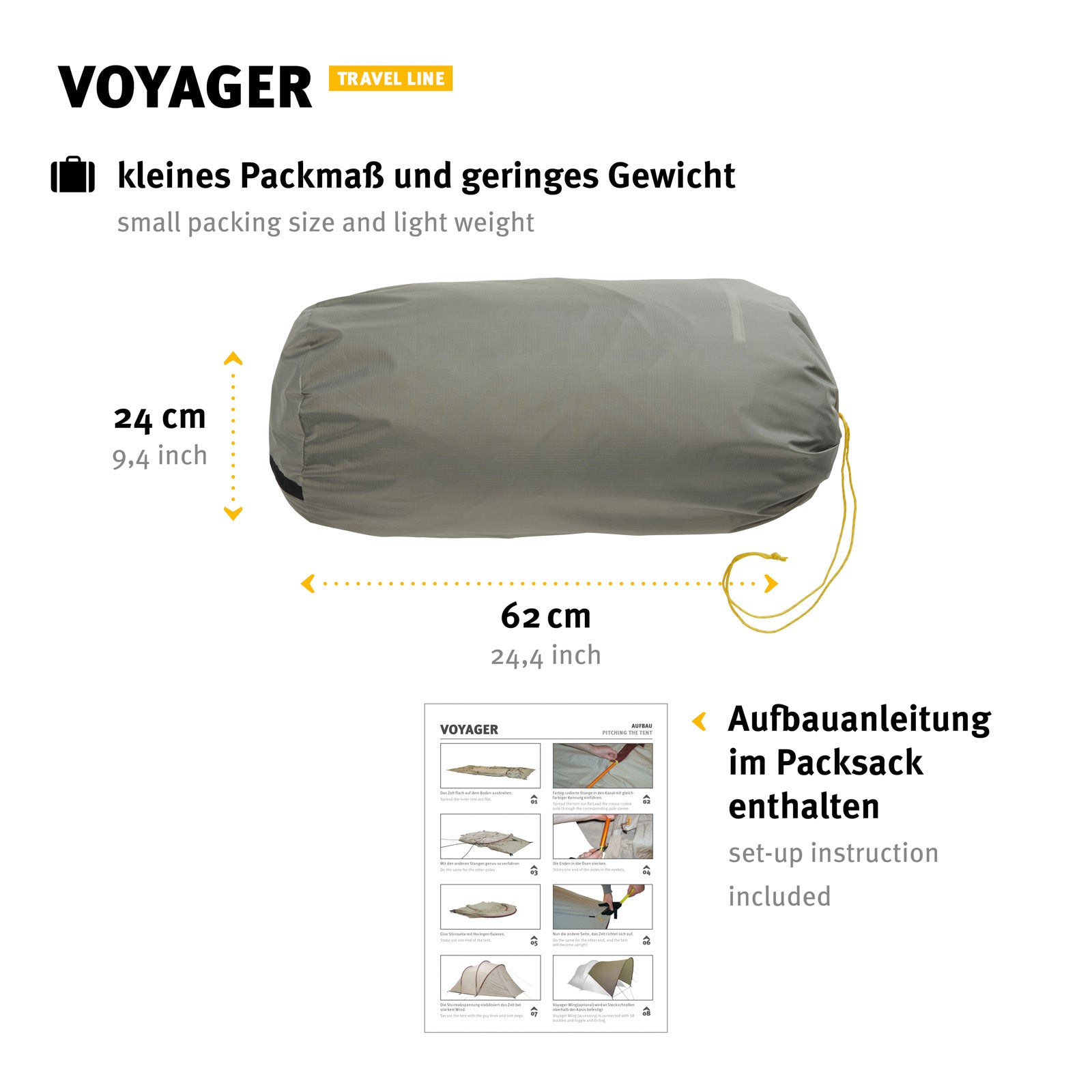 WECHSEL Tunnelzelt Voyager 4 Personen Campingzelt Familienzelt Alu Leicht 6,4 kg