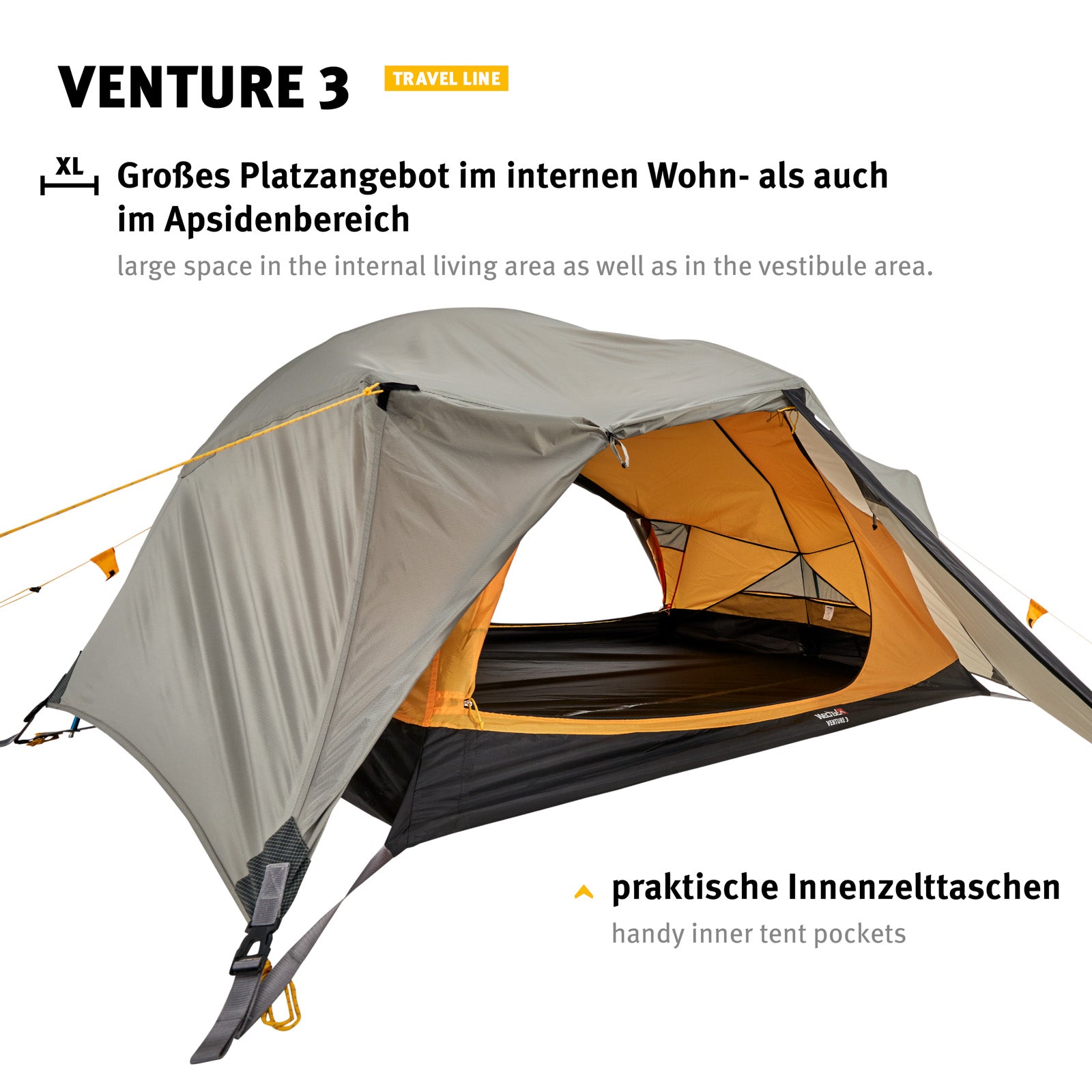 WECHSEL Trekkingzelt Venture 3 Personen Camping Fahrrad Kuppel Zelt Biwak 3,14kg