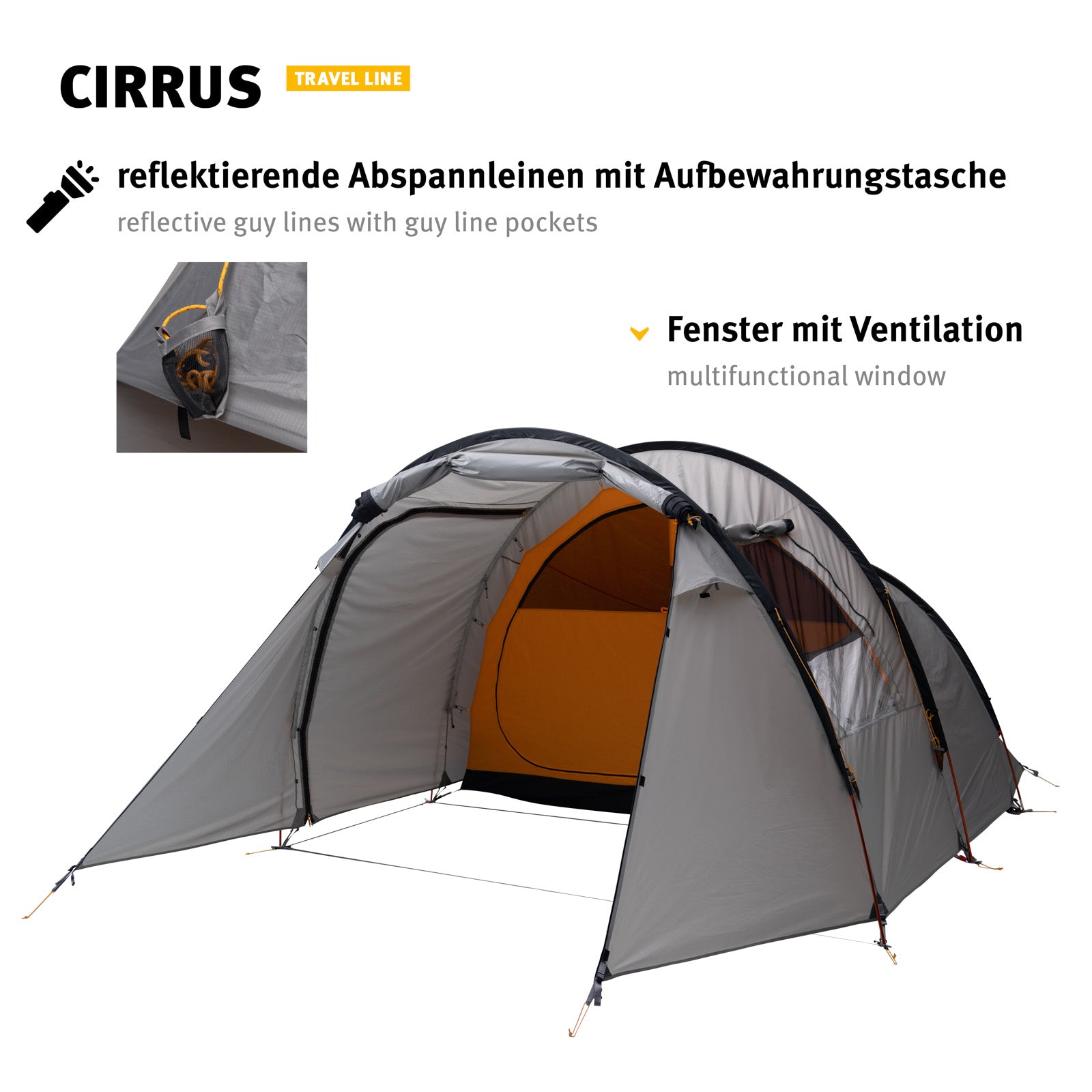 Tente tunnel WECHSEL Cirrus 4-6 personnes tente de camping tente familiale grand vestibule aluminium
