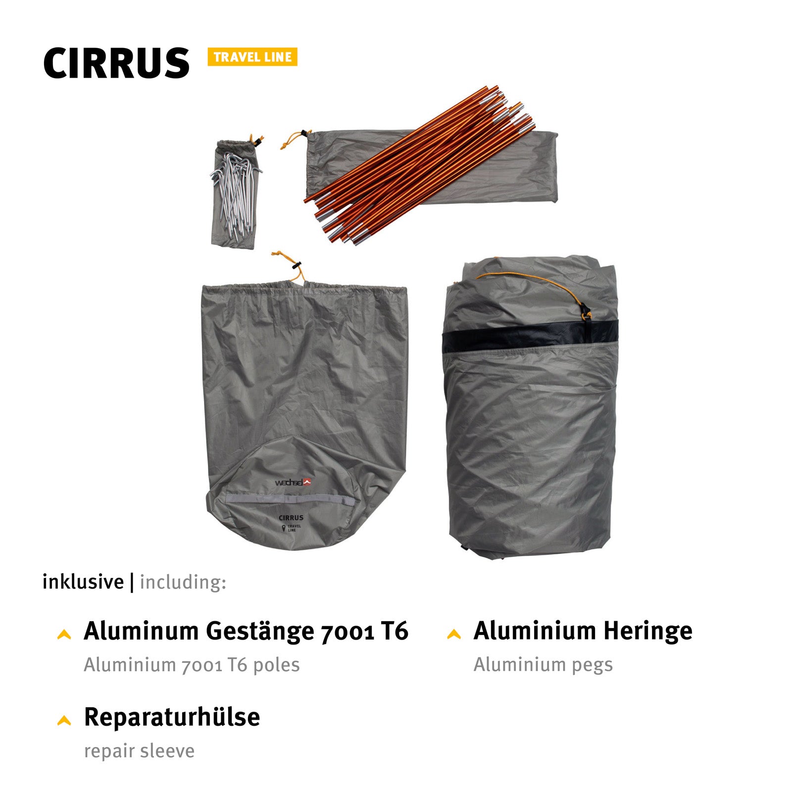 Tente tunnel WECHSEL Cirrus 4-6 personnes tente de camping tente familiale grand vestibule aluminium