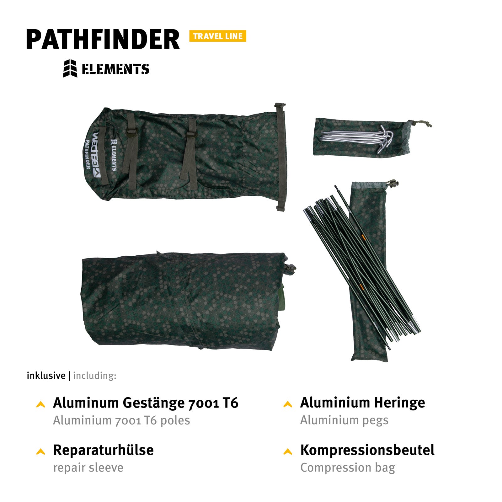 WECHSEL Trekkingtent Pathfinder Elements 1-persoons geodetische bivaktent aluminium 2,5 kg