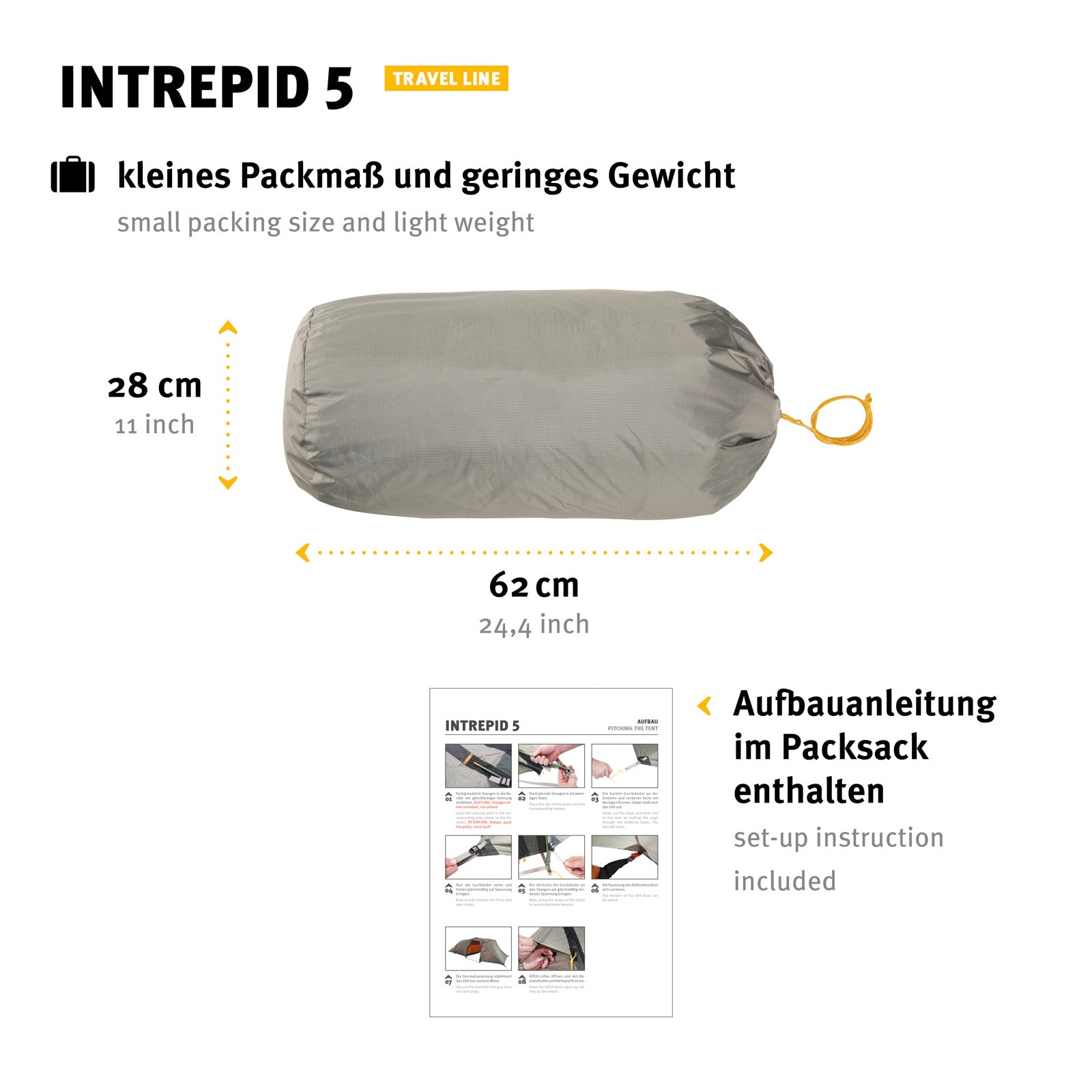 Tente tunnel WECHSEL Intrepid 5 personnes - Tente de camping familiale en aluminium - Légère : 5,9 kg