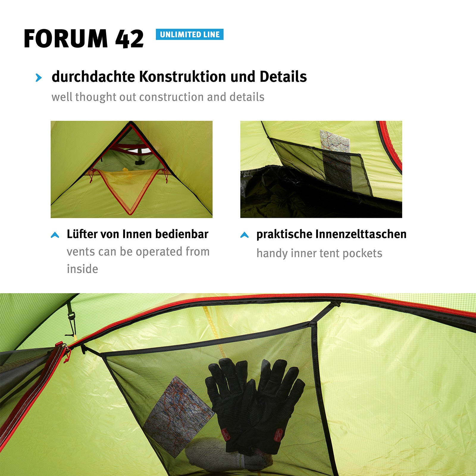 WECHSEL Tente trekking Forum 42 géodésique 1-2 personnes camping vélo tente 3,65 kg