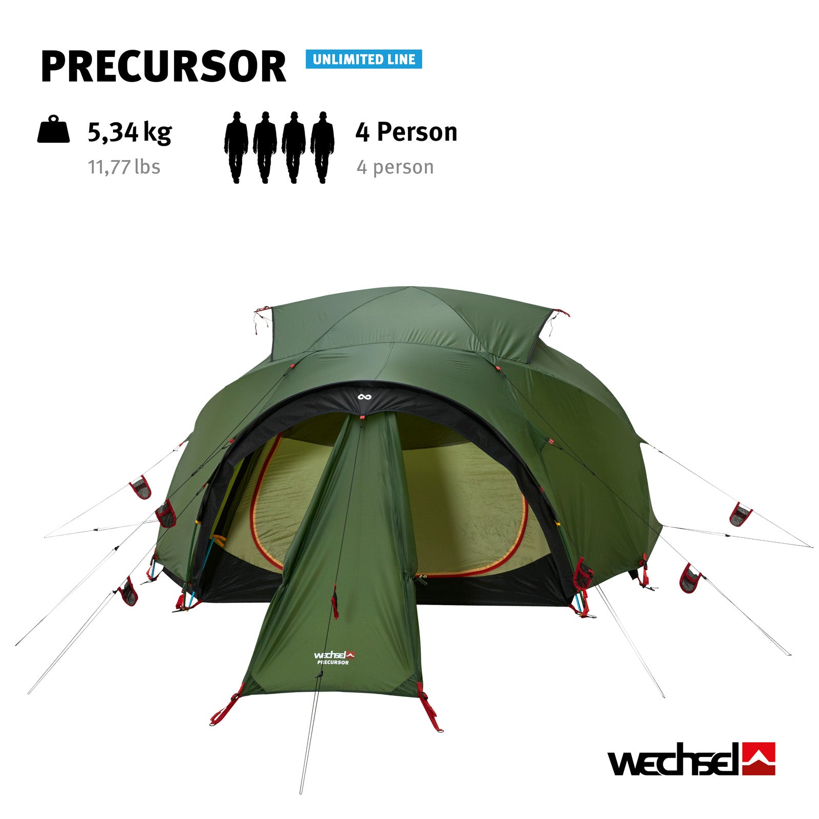 WECHSEL Trekkingzelt Precursor Geodät 3-4 Personen Camping Motorrad Zelt 5,34 kg