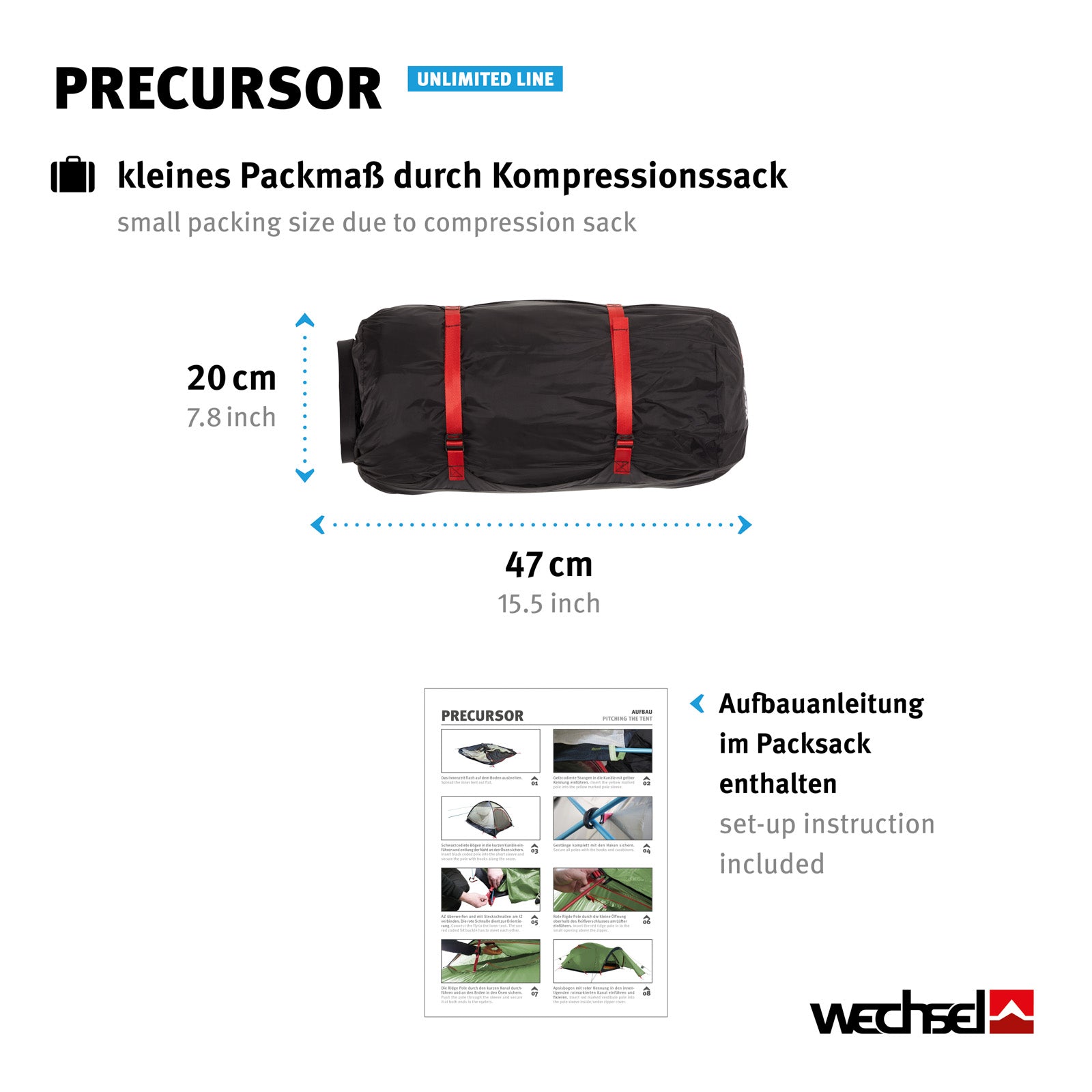 WECHSEL Trekkingzelt Precursor Geodät 3-4 Personen Camping Motorrad Zelt 5,34 kg