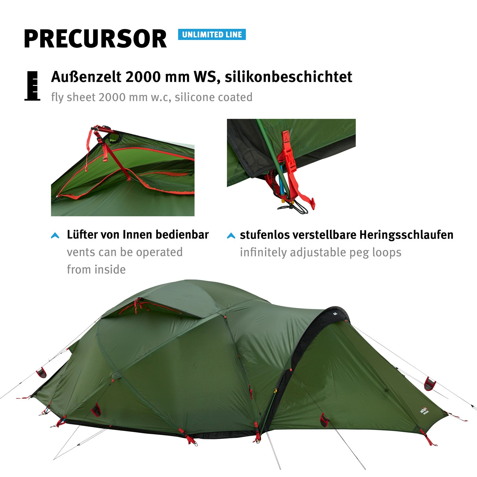 WECHSEL Trekkingzelt Precursor Geodät 3-4 Personen Camping Motorrad Zelt 5,34 kg