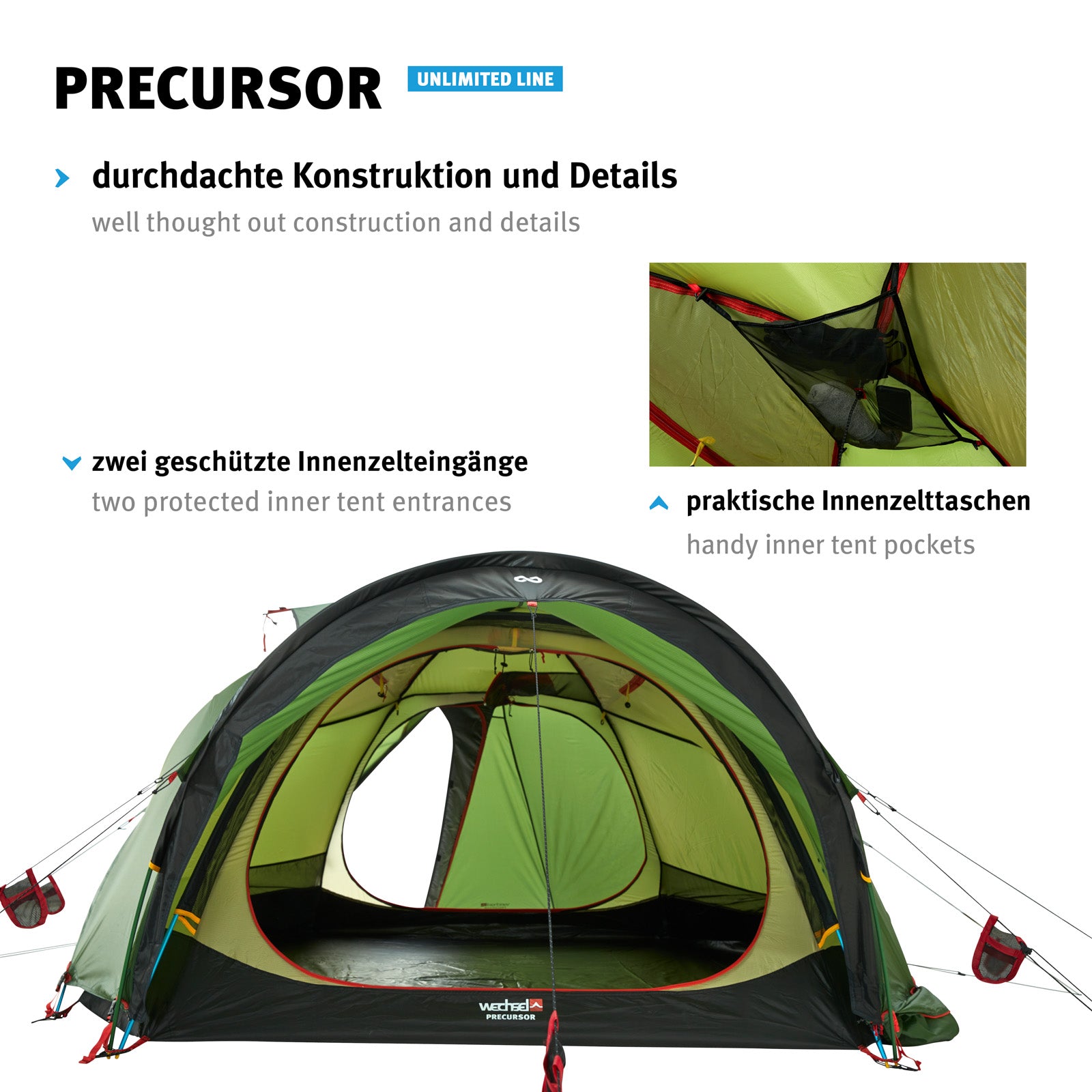 WECHSEL Trekkingzelt Precursor Geodät 3-4 Personen Camping Motorrad Zelt 5,34 kg