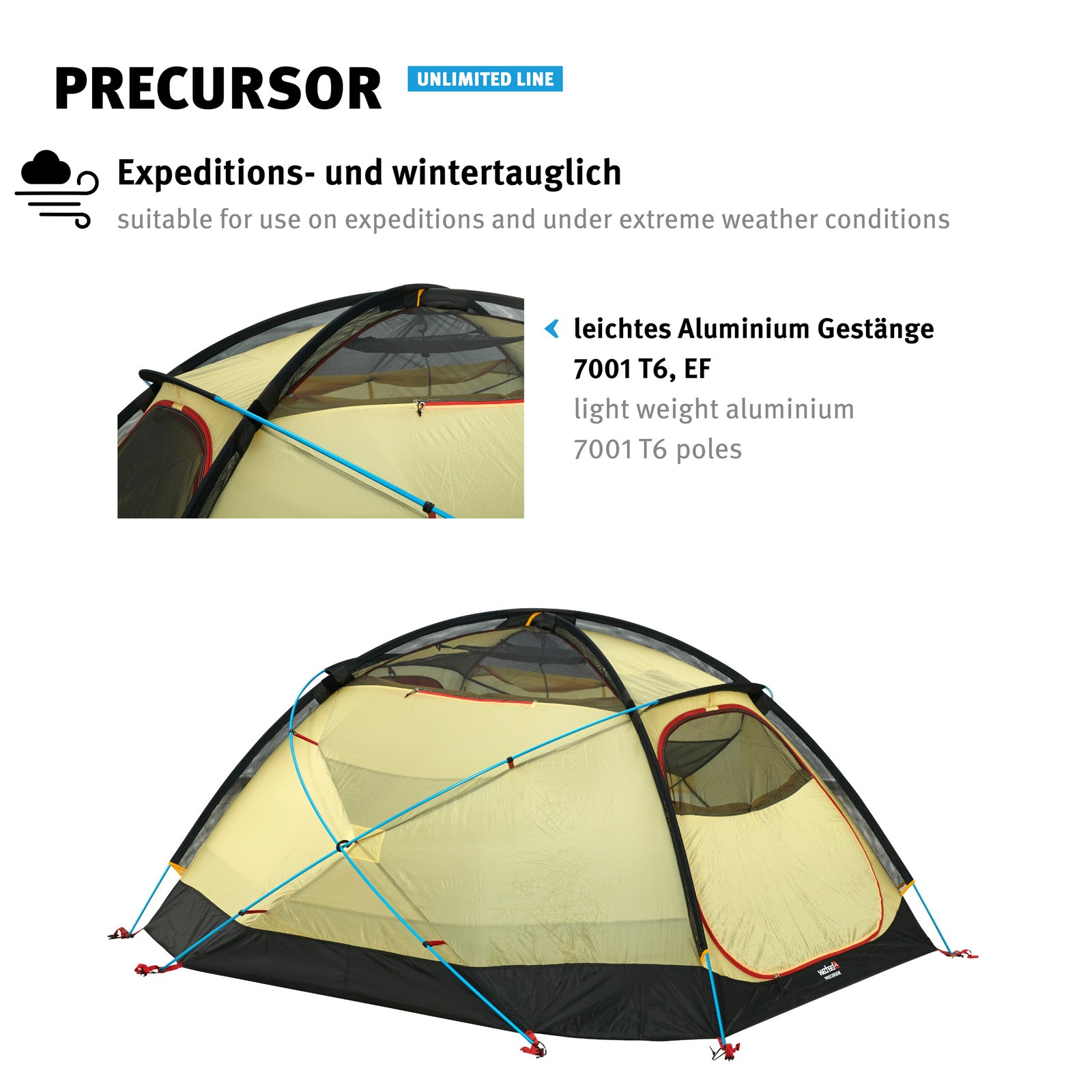 WECHSEL Trekkingzelt Precursor Geodät 3-4 Personen Camping Motorrad Zelt 5,34 kg