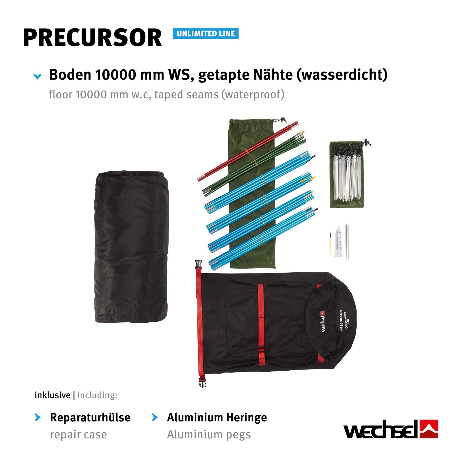WECHSEL Trekkingzelt Precursor Geodät 3-4 Personen Camping Motorrad Zelt 5,34 kg