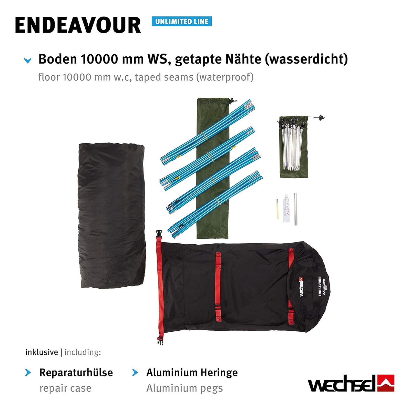 WECHSEL Trekkingzelt Endeavour 3-4 Personen Camping Motorrad Tunnel Zelt 5,4 kg