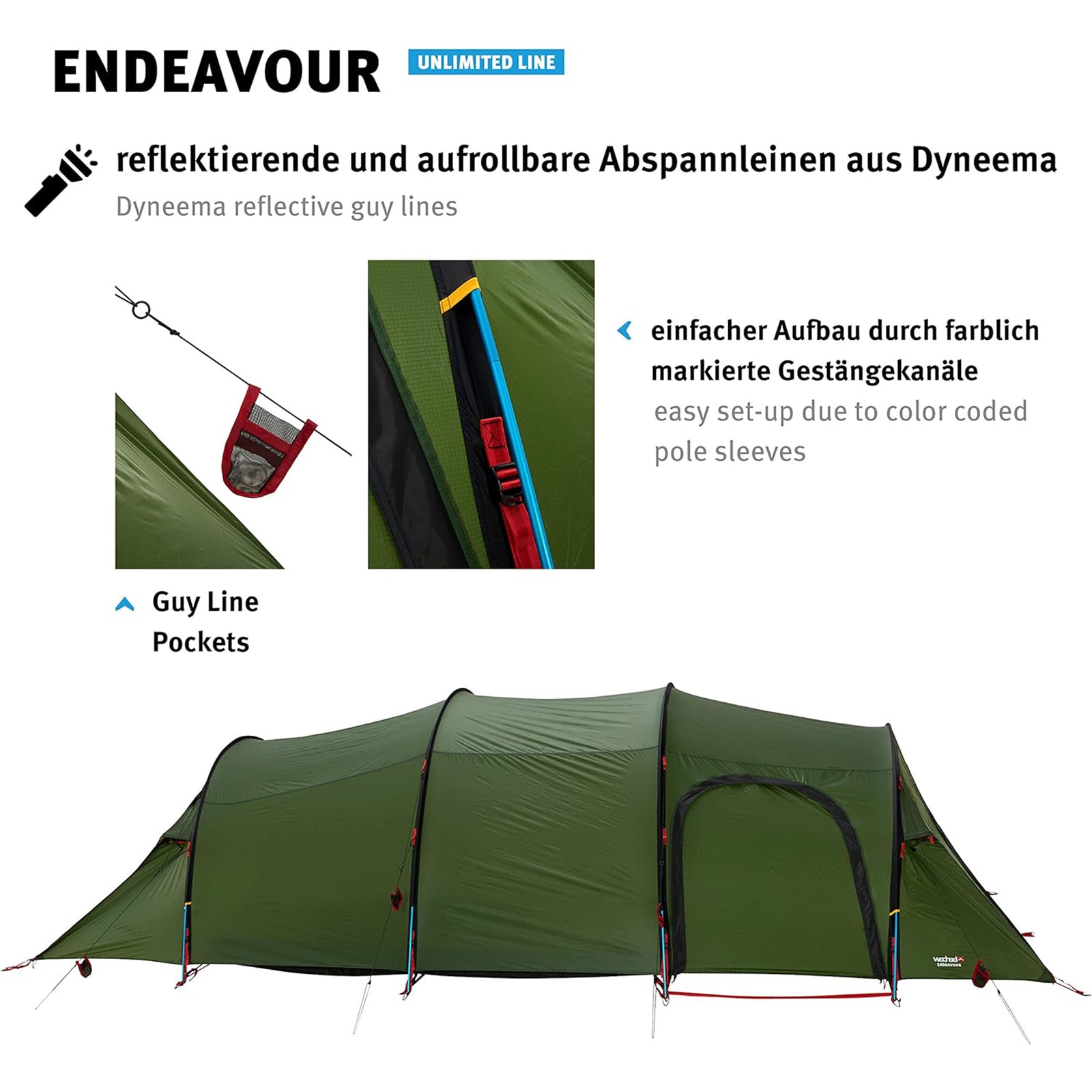 WECHSEL Trekkingzelt Endeavour 3-4 Personen Camping Motorrad Tunnel Zelt 5,4 kg