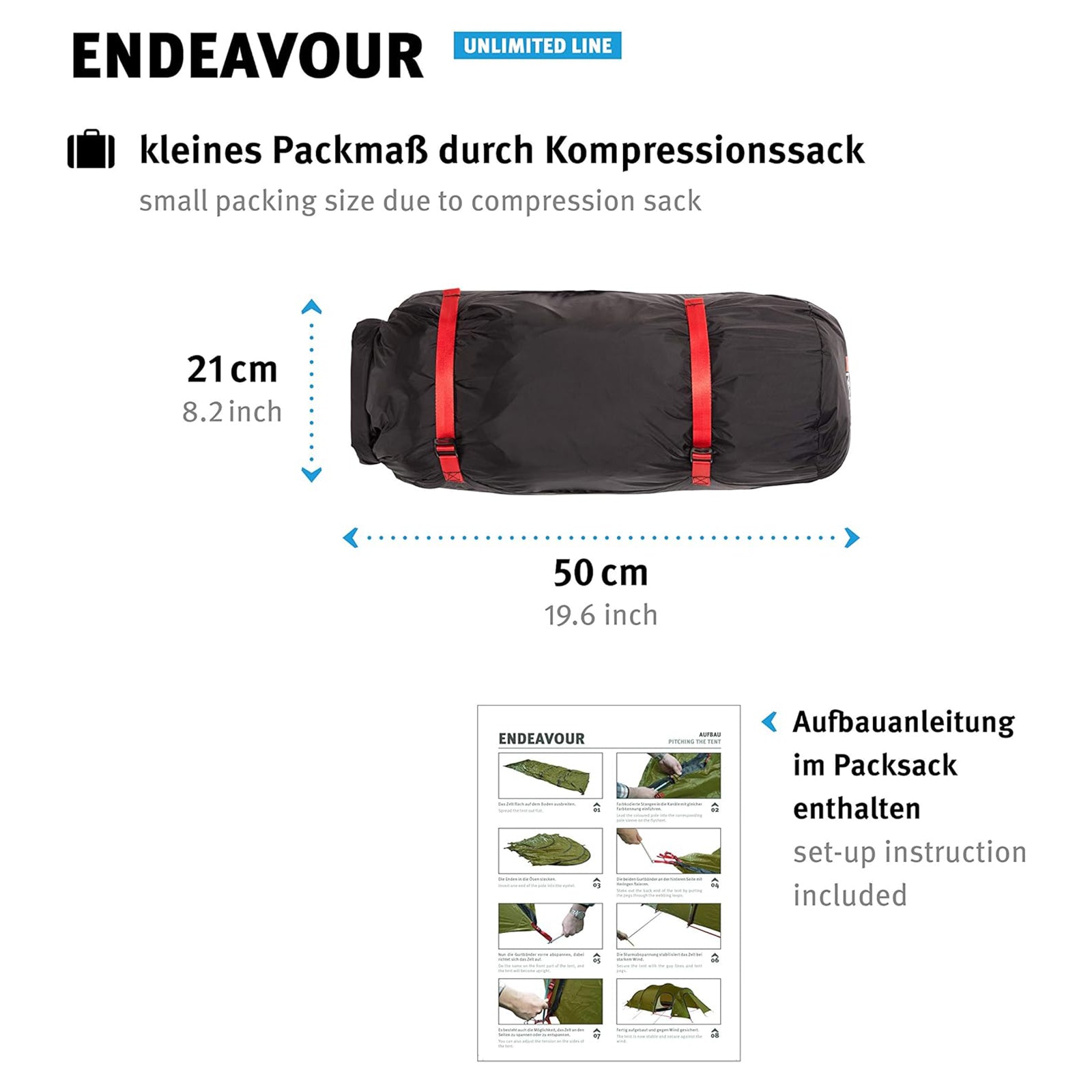 WECHSEL Trekkingzelt Endeavour 3-4 Personen Camping Motorrad Tunnel Zelt 5,4 kg
