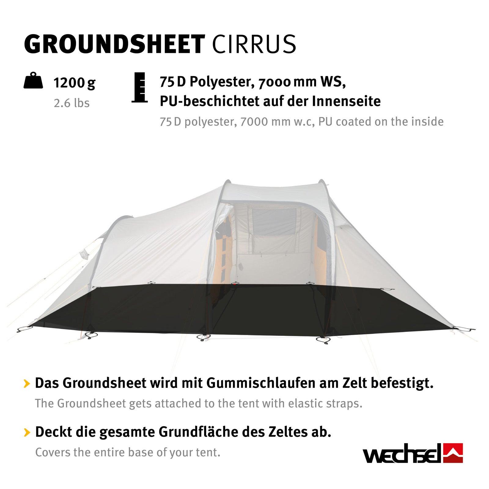 WECHSEL Groundsheet Für Cirrus Zusätzlicher Zeltboden Camping Plane Passgenau