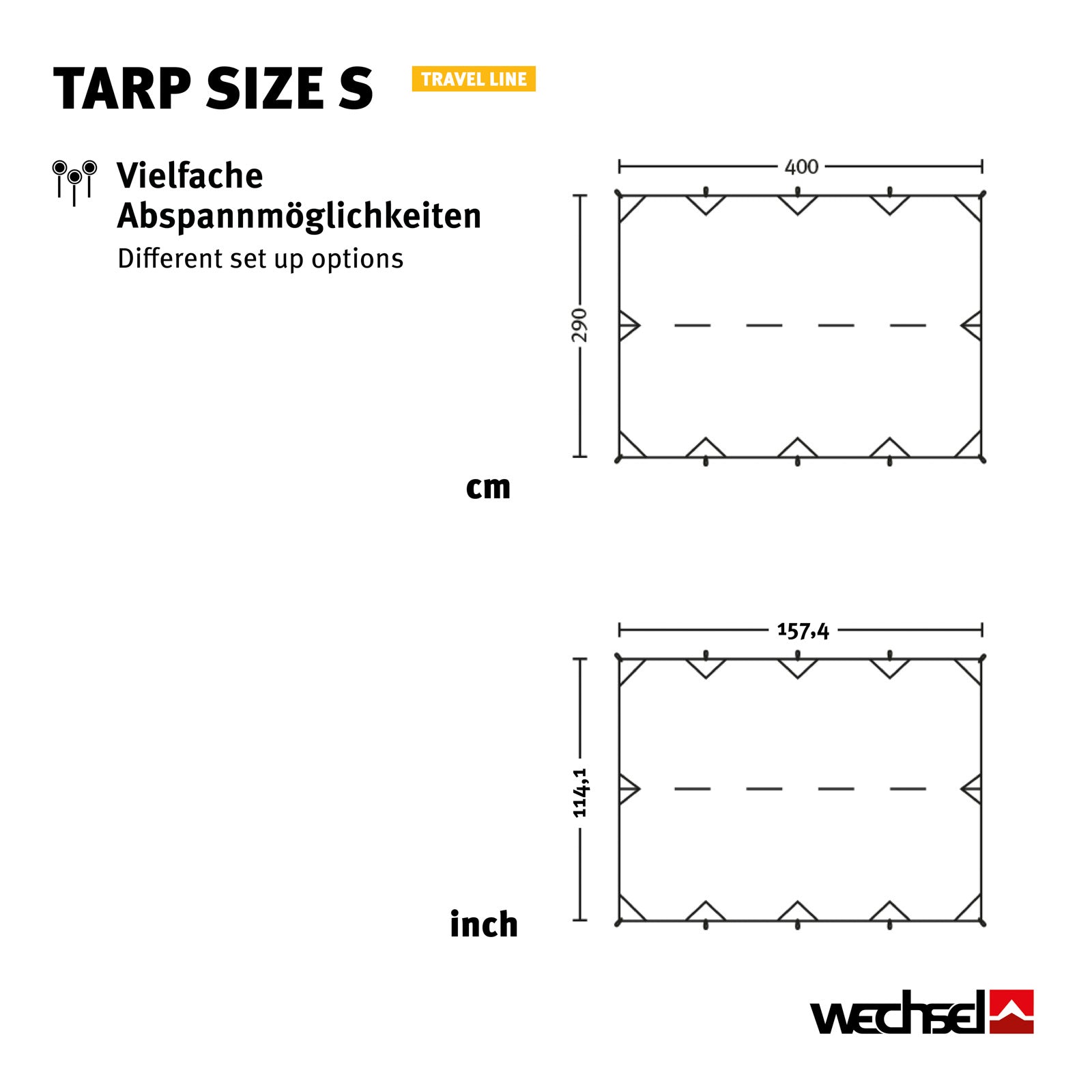 WECHSEL Tarp S Travel Line Camping Parasol Avant Tente Toit Bâche Protection Contre La Pluie