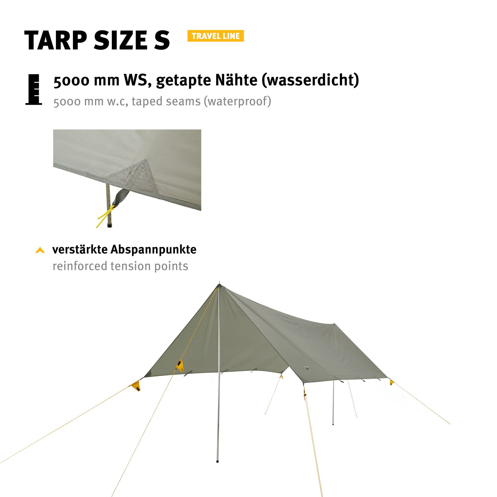 WECHSEL Tarp S Travel Line Camping Parasol Avant Tente Toit Bâche Protection Contre La Pluie