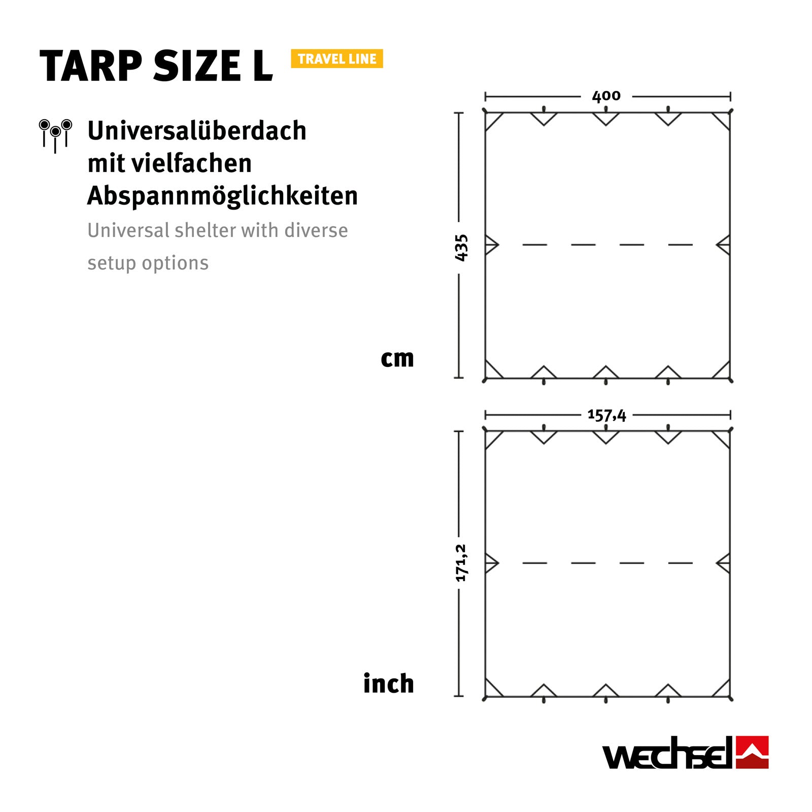 WECHSEL Tarp L Travel Line Camping Parasol Tente Avant Toit Bâche Protection Contre La Pluie