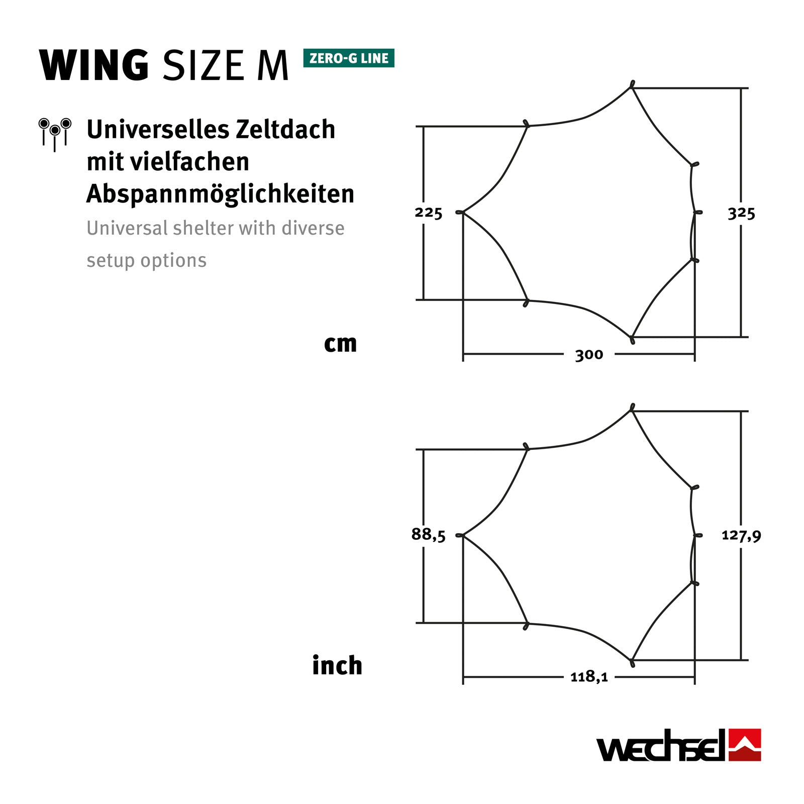 WECHSEL Tarp Wing M Zero-G Camping Parasol pour tente Toit Bâche Protection Pluie