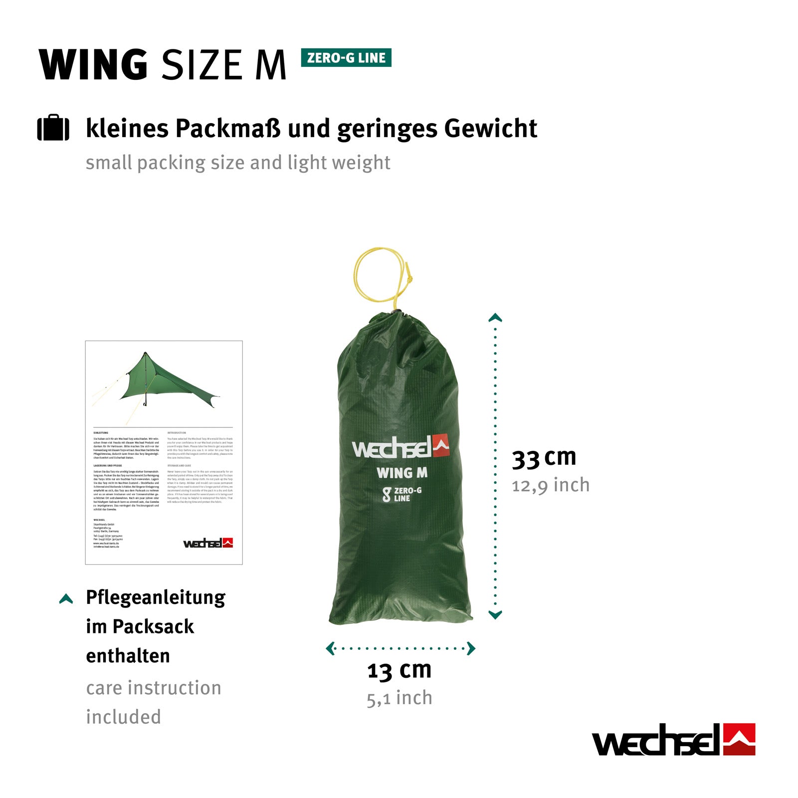 WECHSEL Tarp Wing M Zero-G Camping Parasol pour tente Toit Bâche Protection Pluie