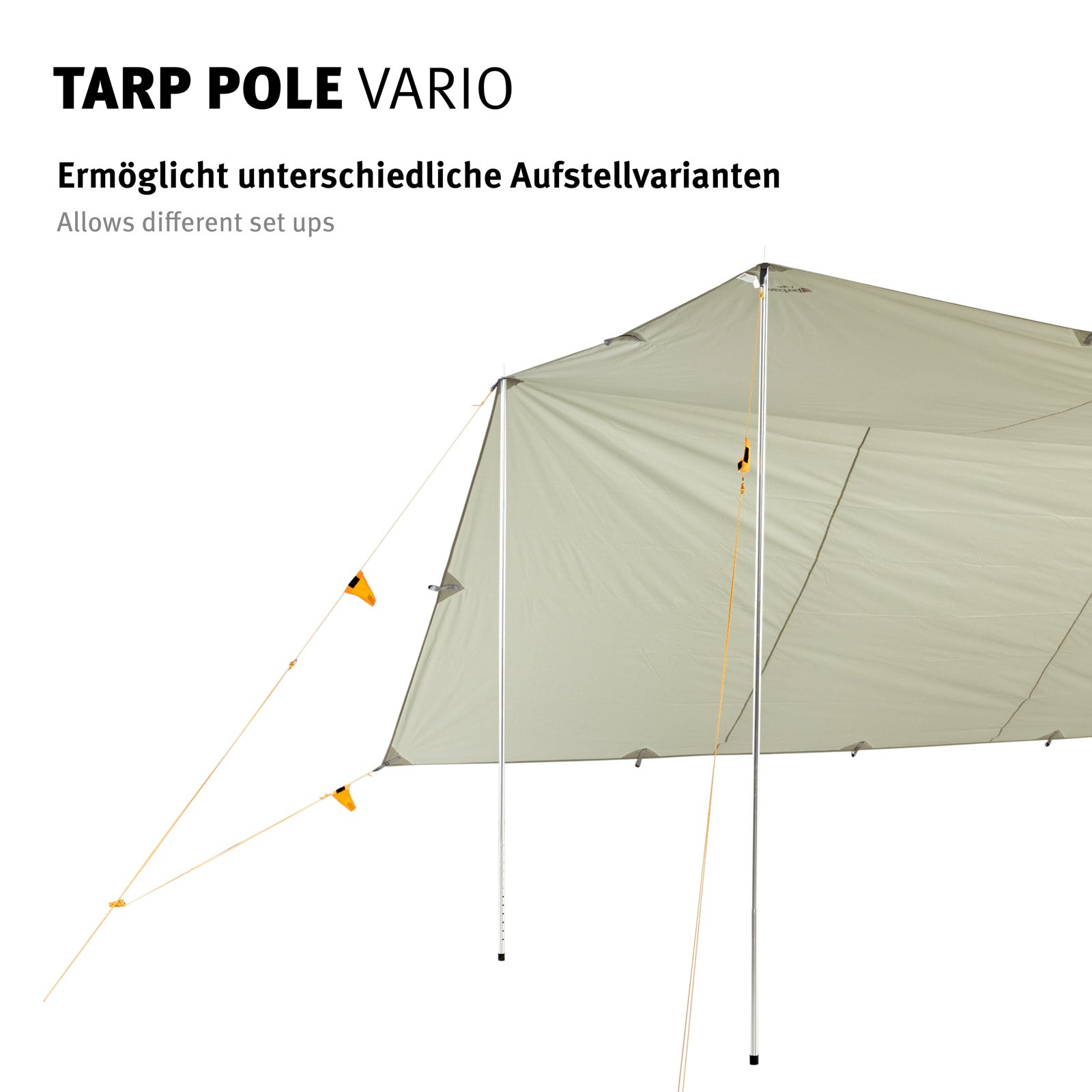 WECHSEL Mât de tente télescopique Tarp Pole Vario mât de montage voile solaire aluminium 218 cm