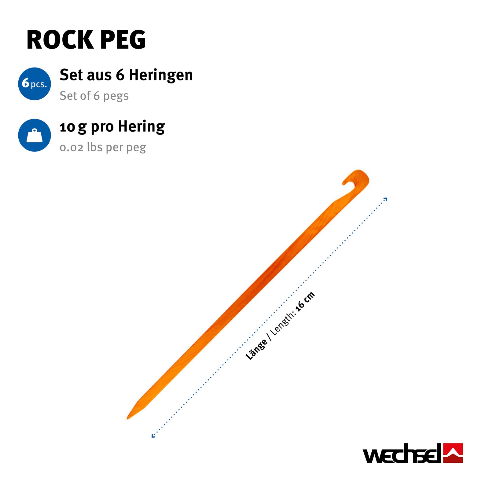 WECHSEL Felsbodenhering Rock Peg Felsnagel Vierkant Zelt Hering Erdnagel Alu