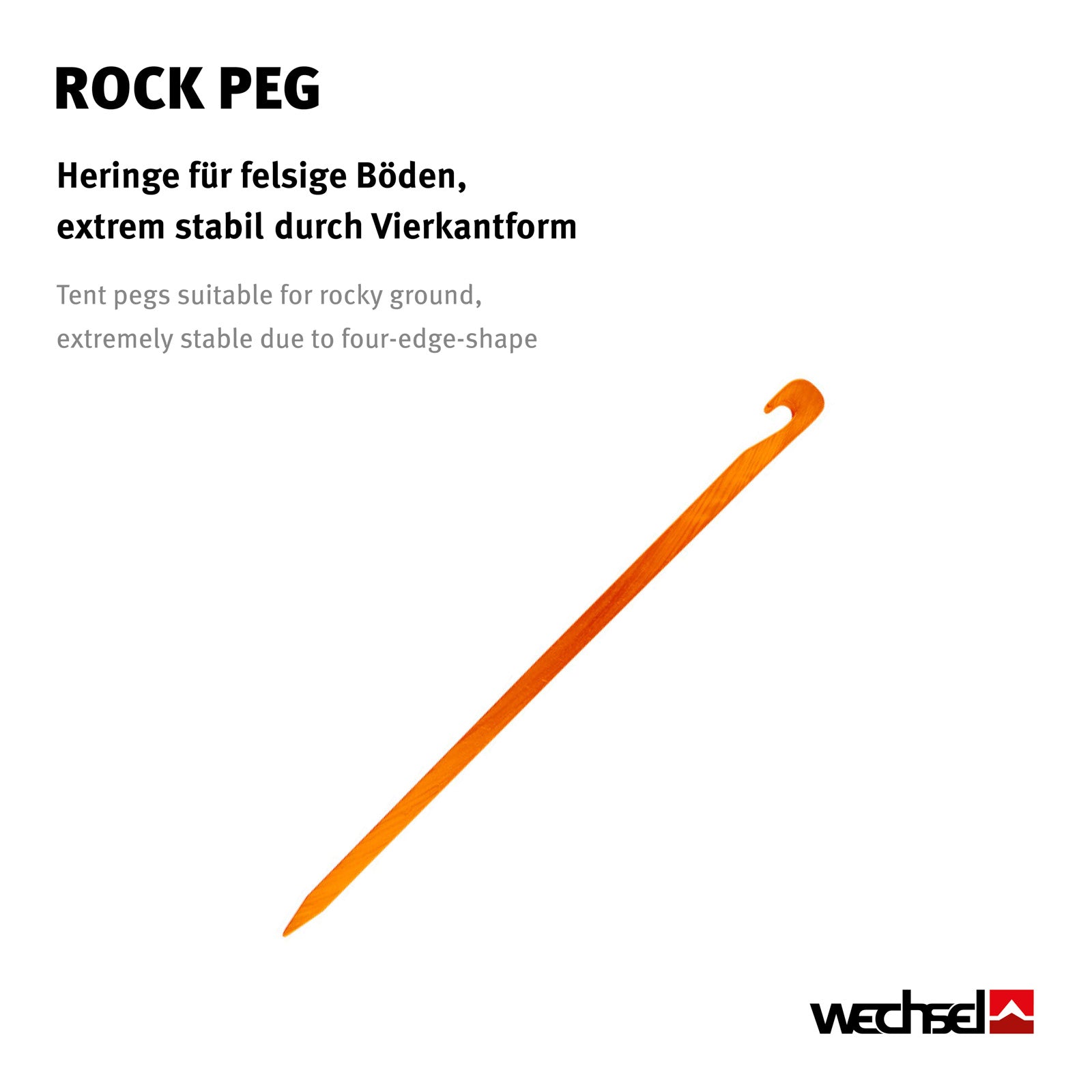 WECHSEL Felsbodenhering Rock Peg Felsnagel Vierkant Zelt Hering Erdnagel Alu