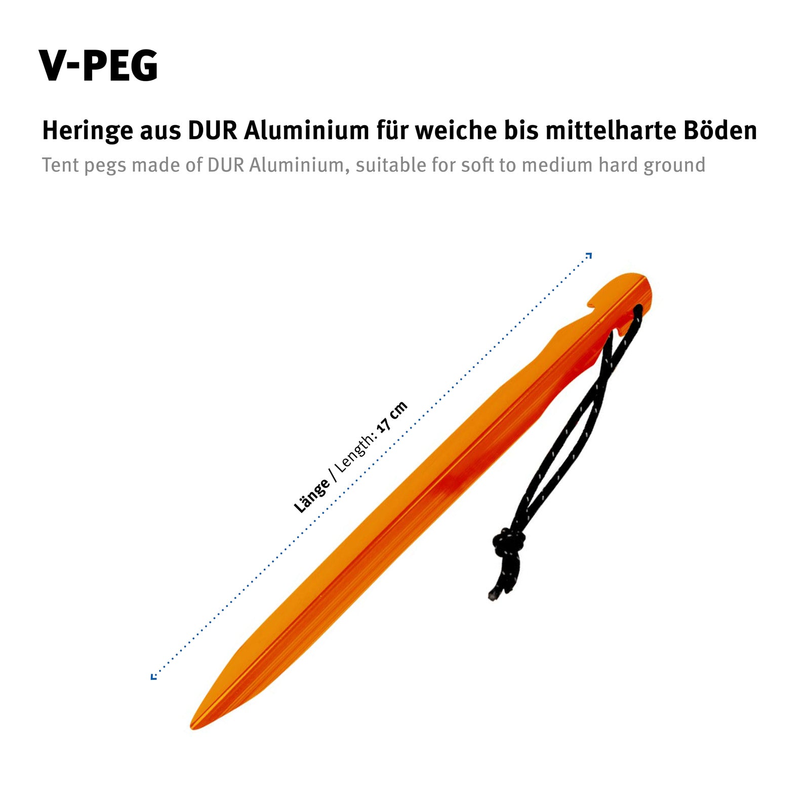 WECHSEL Zelt Heringe V-Peg Bändchen Hering Weiche Mittelharte Böden Erdnägel Alu