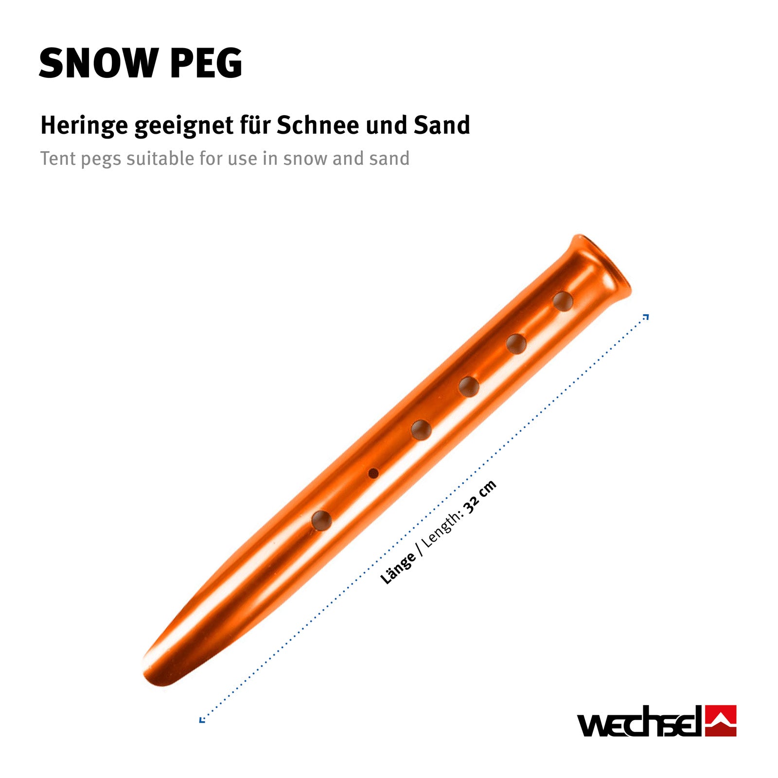 WECHSEL tentpennen Snow Peg sneeuw- en zandpennen voor zachte ondergronden, 32 cm lang, aluminium