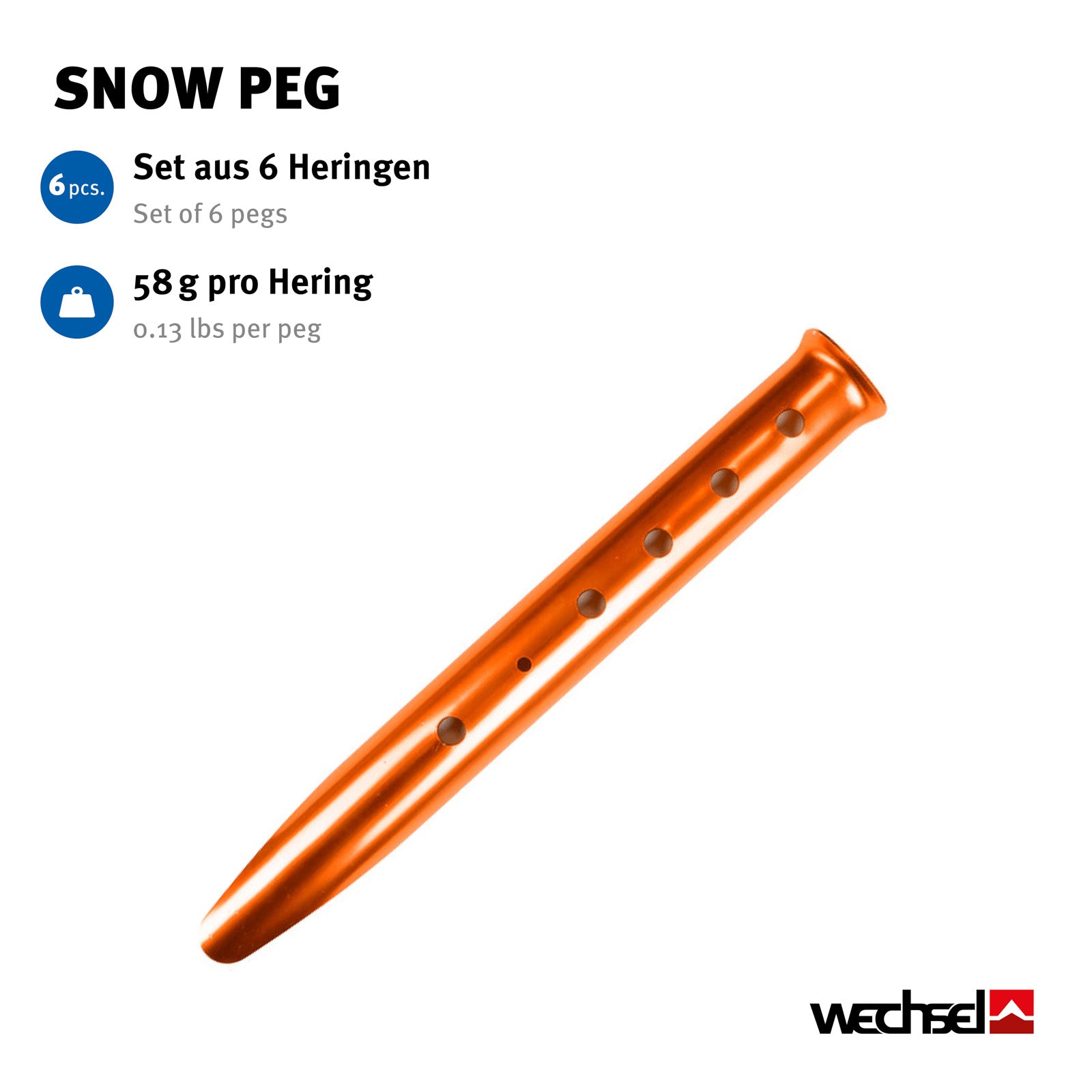WECHSEL Tent Pegs Snow Peg Snow Sand Peg Soft Floors 32 cm Long Alu