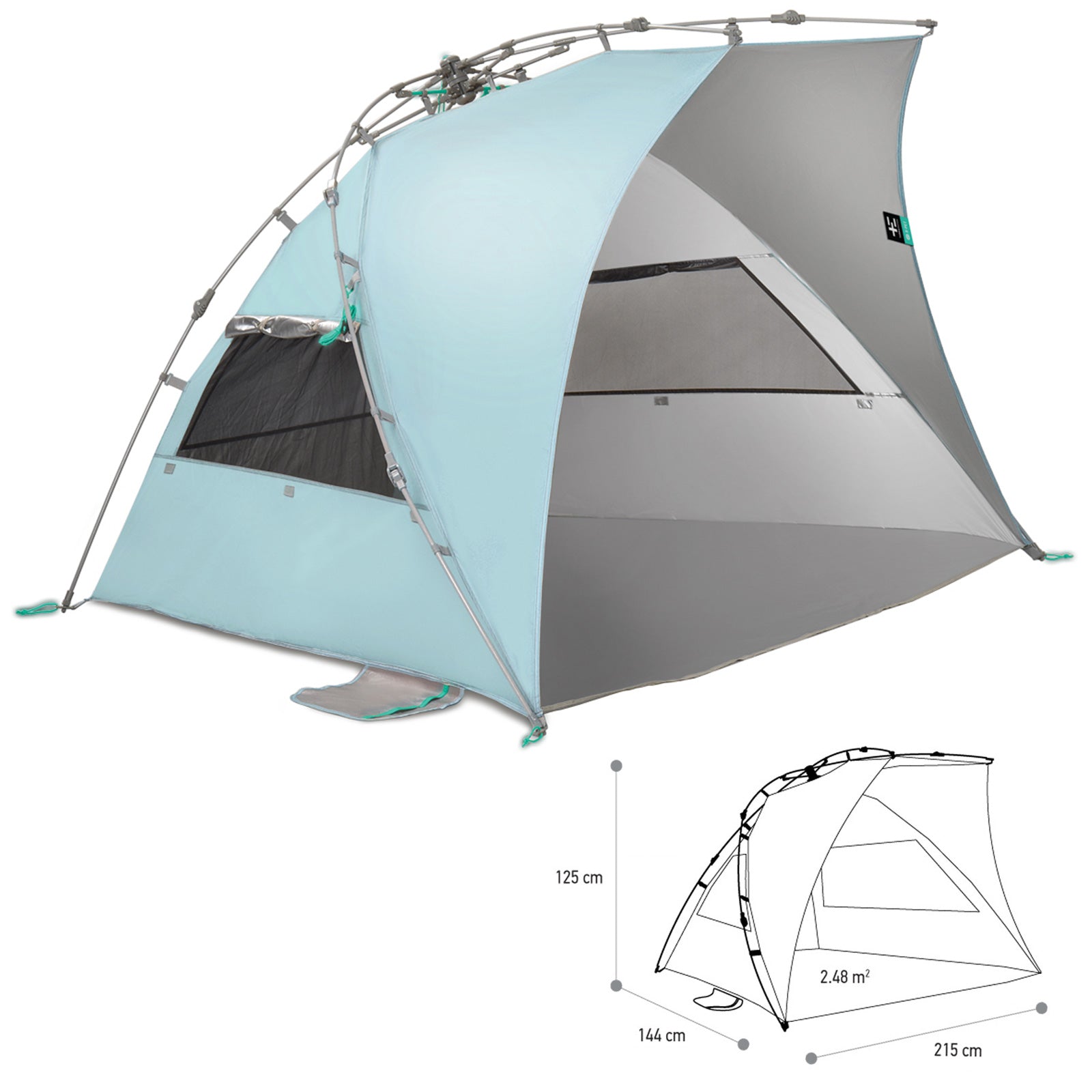 TERRA NATION Strandmuschel Reka Kohu rPET Automatik Sekunden Zelt UPF50 Recycelt