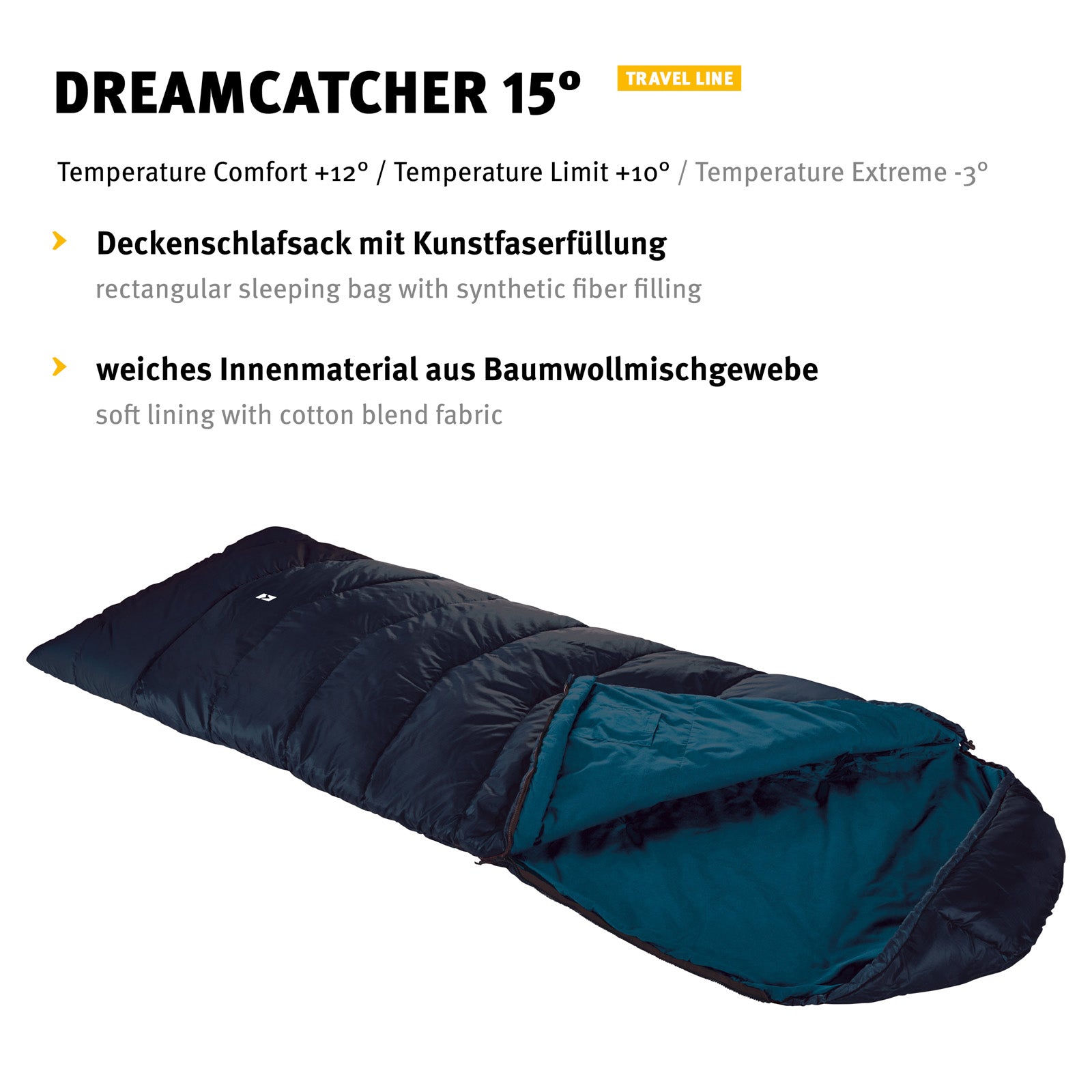 WECHSEL Blanket sleeping bag Dreamcatcher 15°C Camping sleeping bag Wide cotton