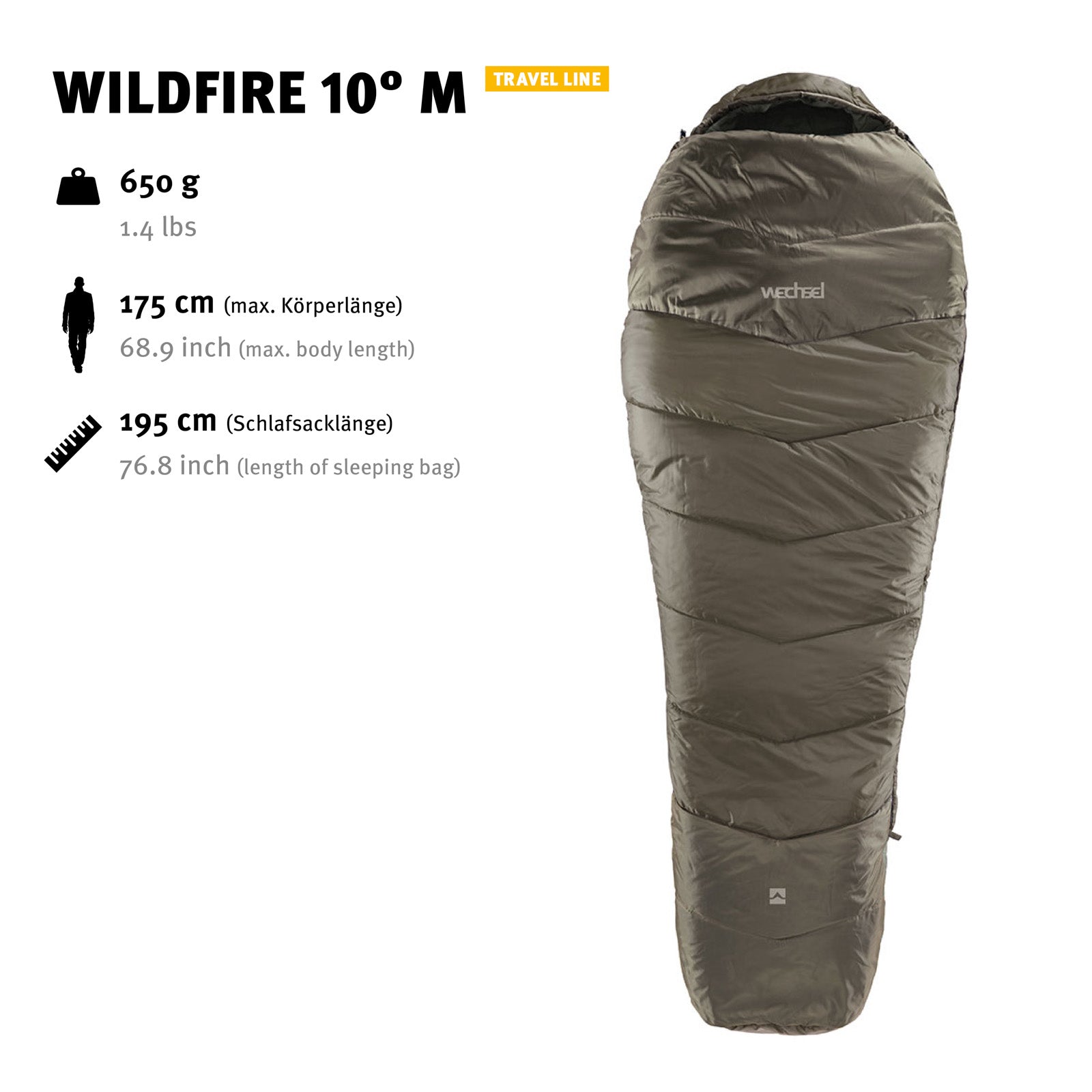 Sac de couchage momie WECHSEL Wildfire 10°C Sac de couchage de camping extérieur 3 saisons