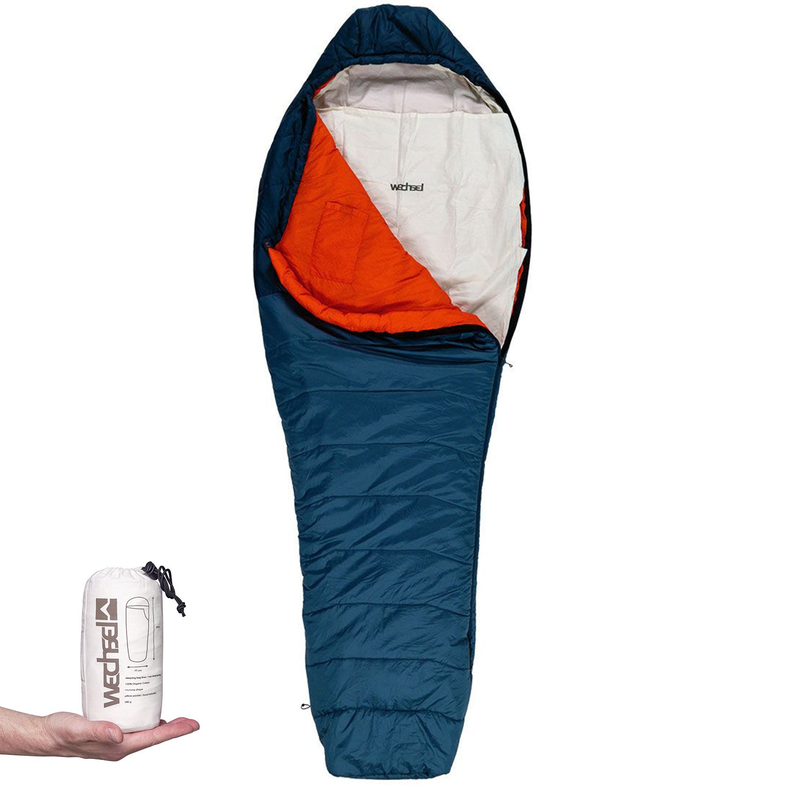 Schlafsack Inlett Mummy Liner Mumie Hütten Sommer Camping Bio Baumwoll