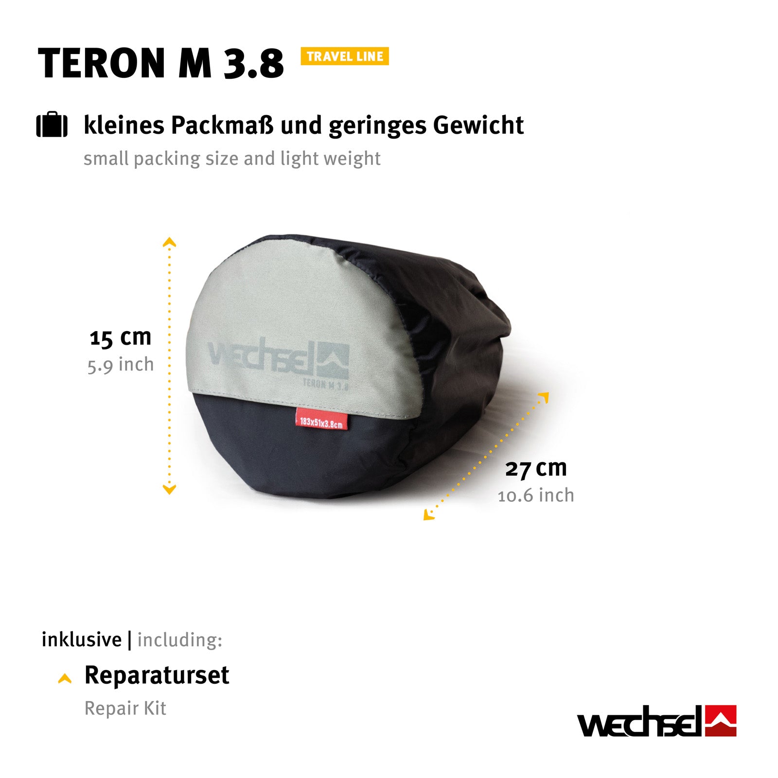 WECHSEL Isomatte Teron M 3.8 cm Luftbett Thermomatte Leicht Selbstaufblasend
