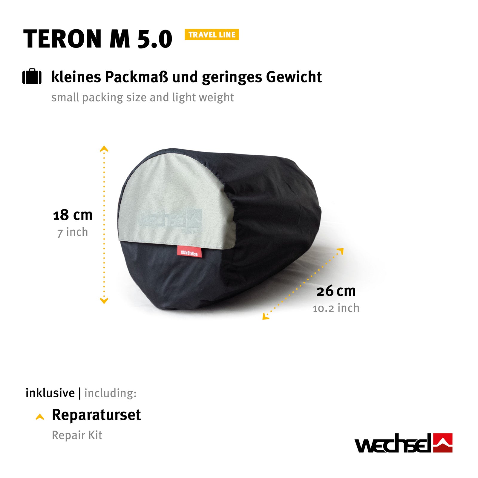 Matelas gonflable thermique WECHSEL Teron M 5.0, léger, autogonflant, 1,1 kg