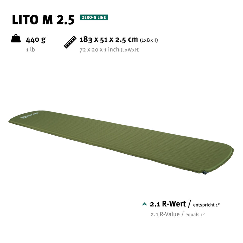 WECHSEL Trekking Isomatte Lito M 2.5 Luftbett Leicht Selbstaufblasend 0,45 kg