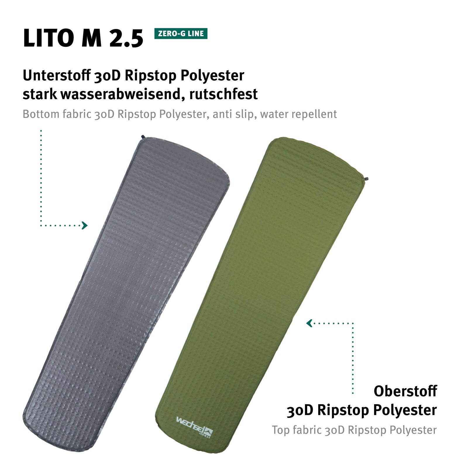 WECHSEL Trekking Isomatte Lito M 2.5 Luftbett Leicht Selbstaufblasend 0,45 kg