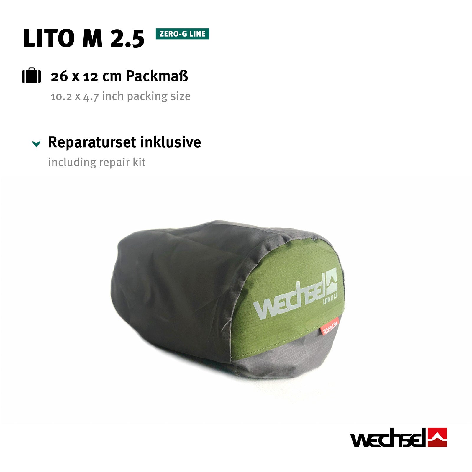 WECHSEL Trekking Isomatte Lito M 2.5 Luftbett Leicht Selbstaufblasend 0,45 kg