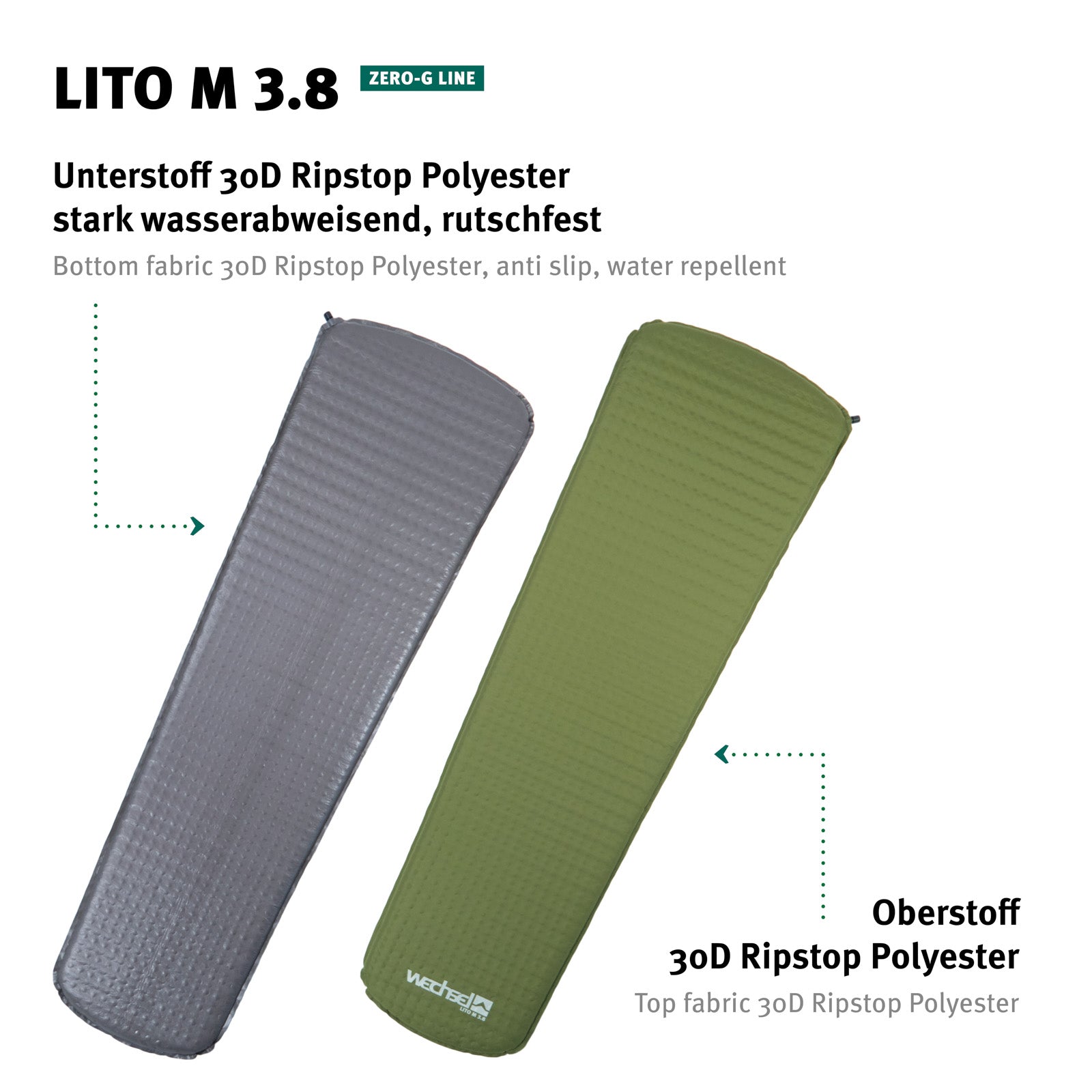 WECHSEL Trekking Isomatte Lito M 3.8 Luftbett Leicht Selbstaufblasend 0,53 kg