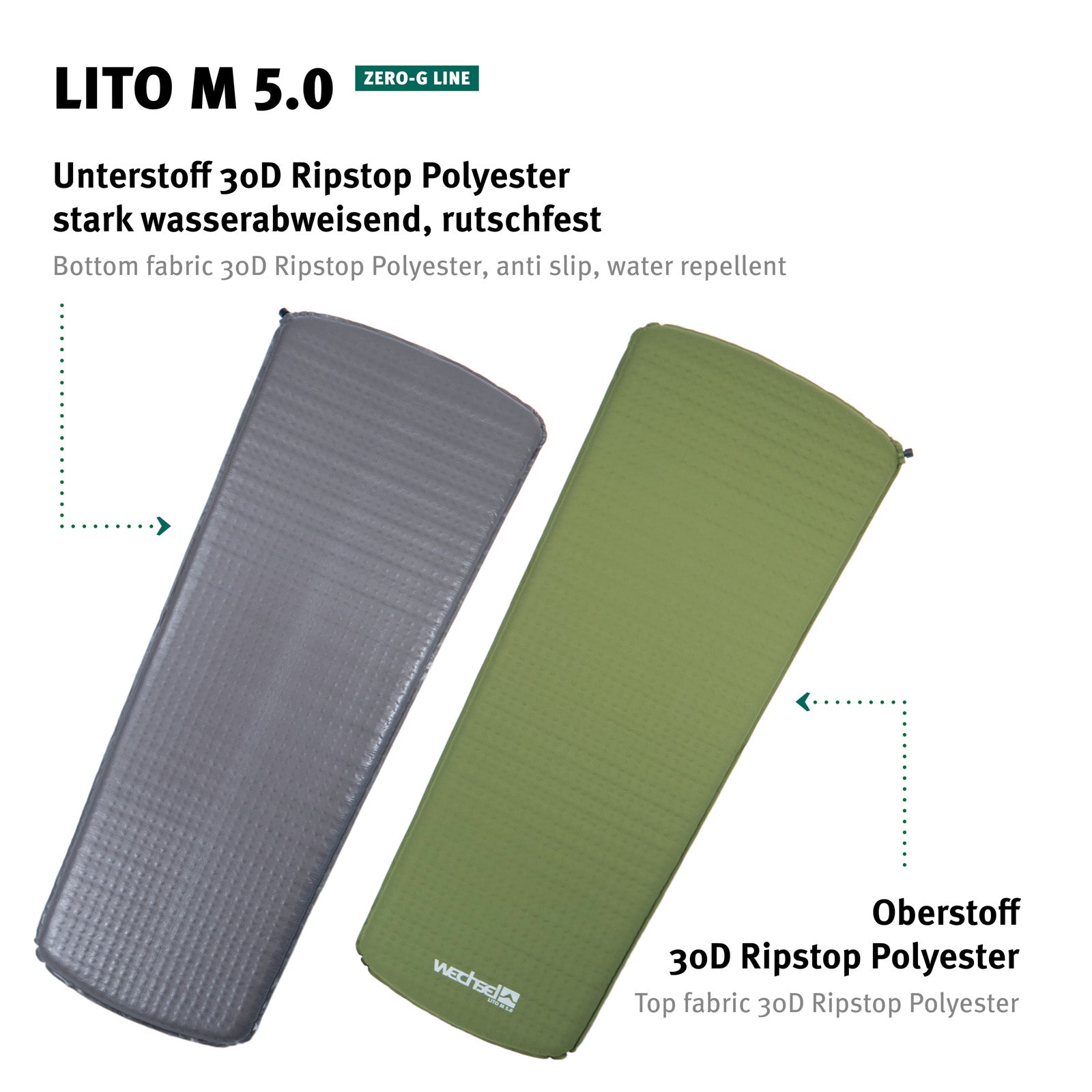 WECHSEL Trekking sleeping mat Lito M 5.0 air bed lightweight self-inflating 0.85 kg