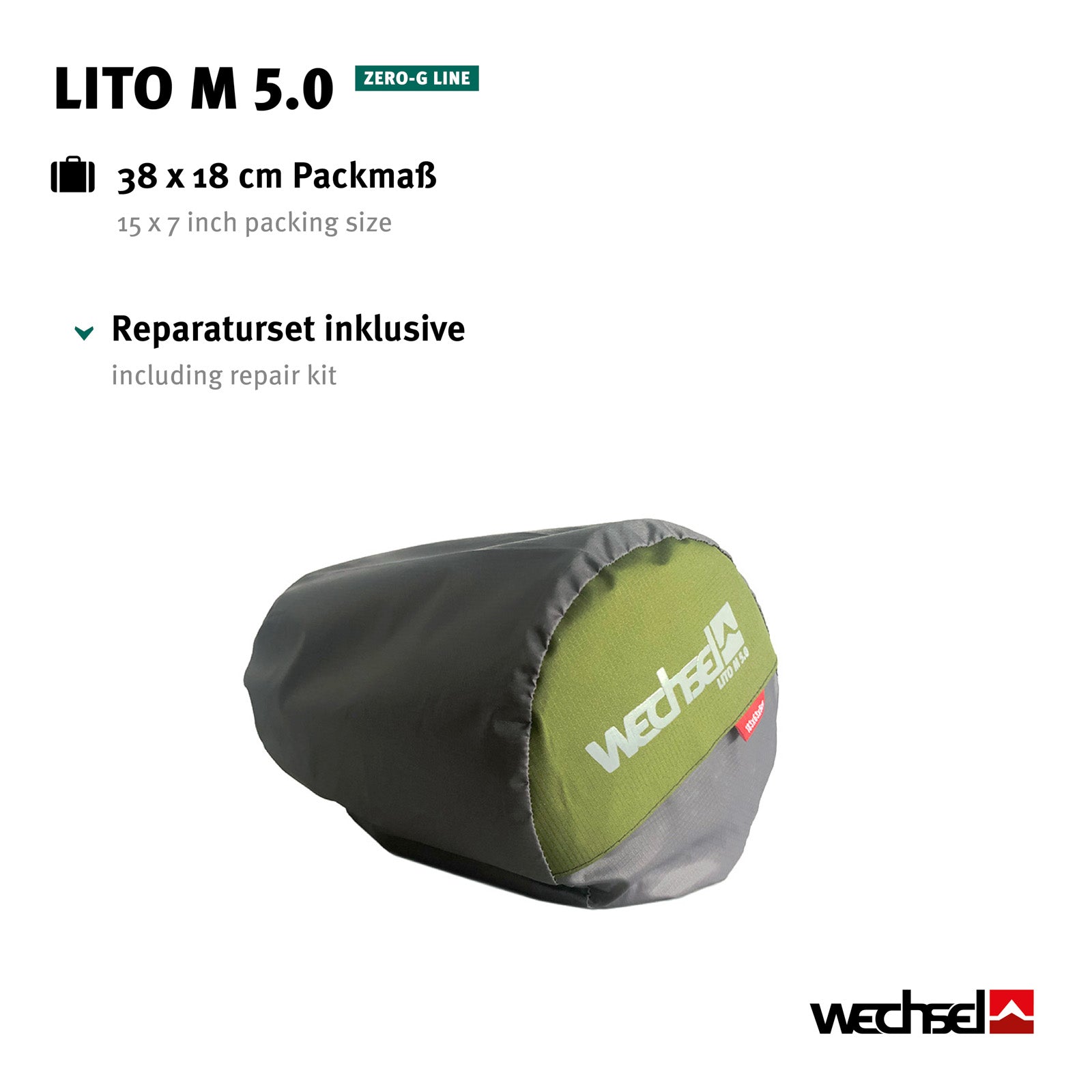 WECHSEL Trekking Isomatte Lito M 5.0 Luftbett Leicht Selbstaufblasend 0,85 kg