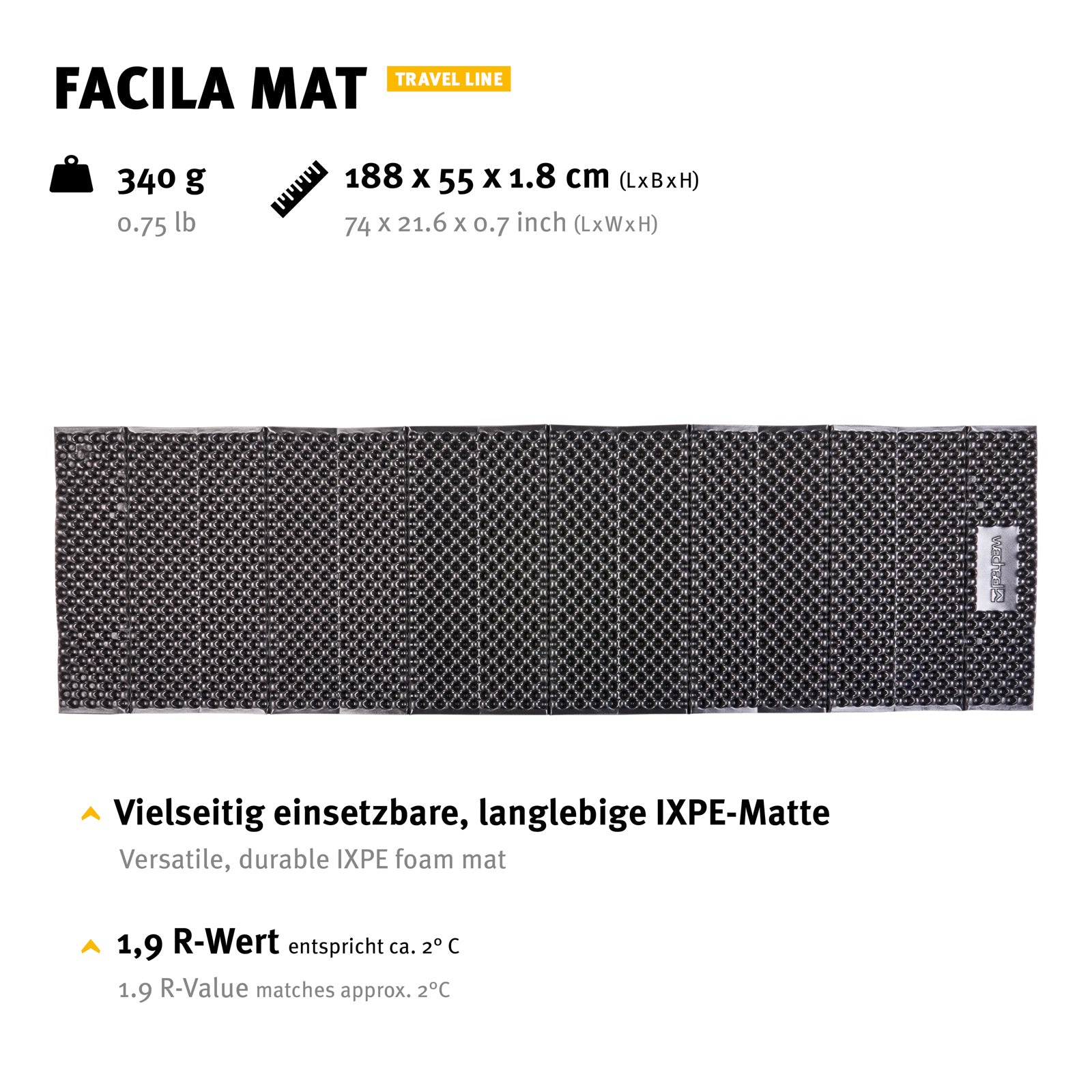 WECHSEL Camping Sleeping Mat Facila IXPE Foam Thermo Floor Mat Foldable 340g
