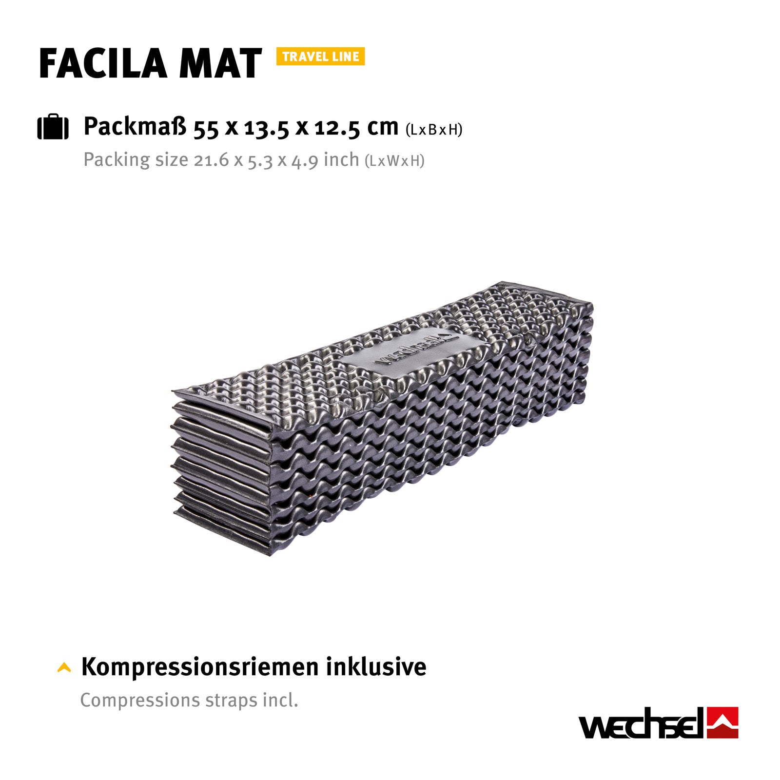 WECHSEL Camping-slaapmat Facila IXPE-schuim thermische grondmat, opvouwbaar, 340 g