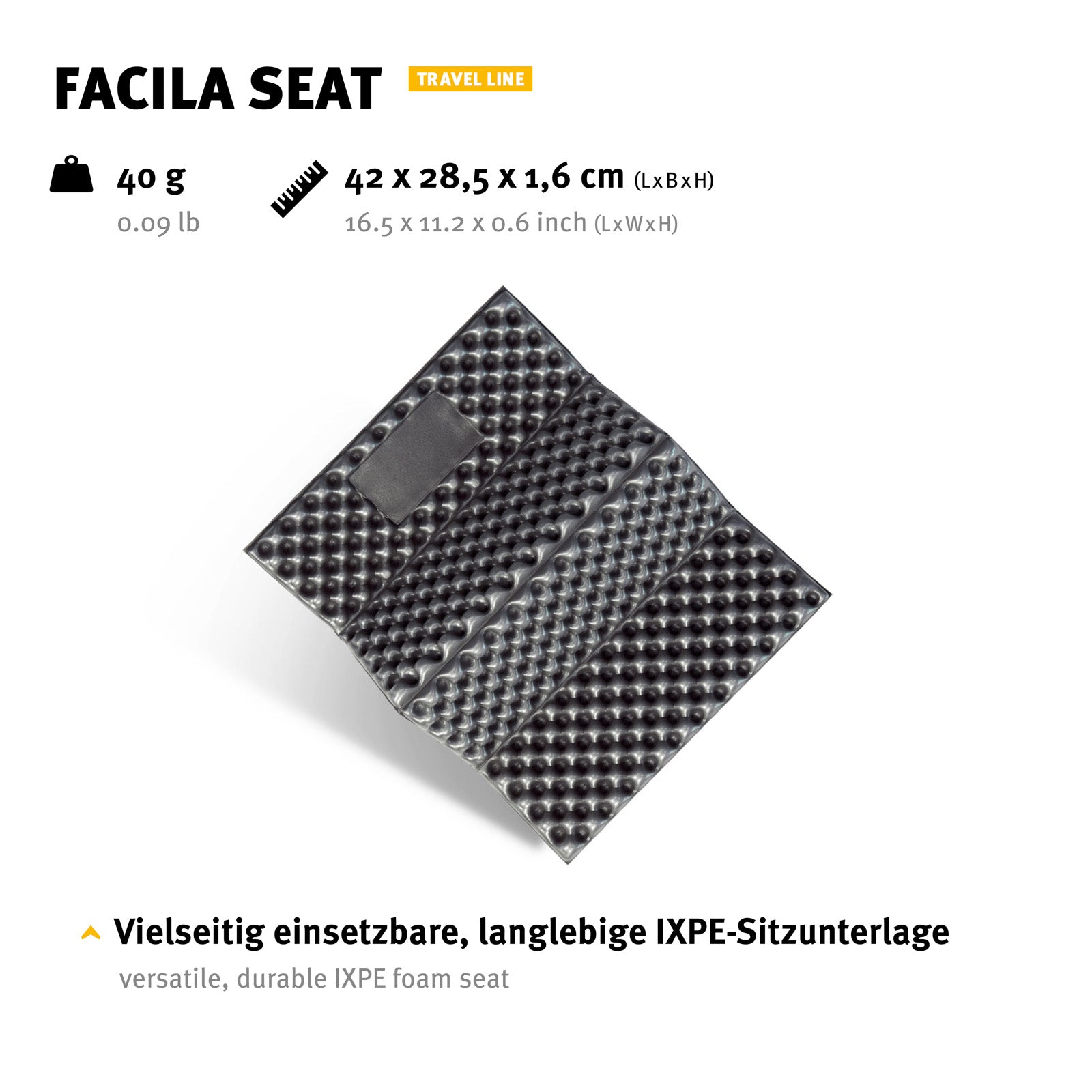 Coussin de siège thermique WECHSEL Facila Seat IXPE Coussin d'extérieur Coussin de camping pliable