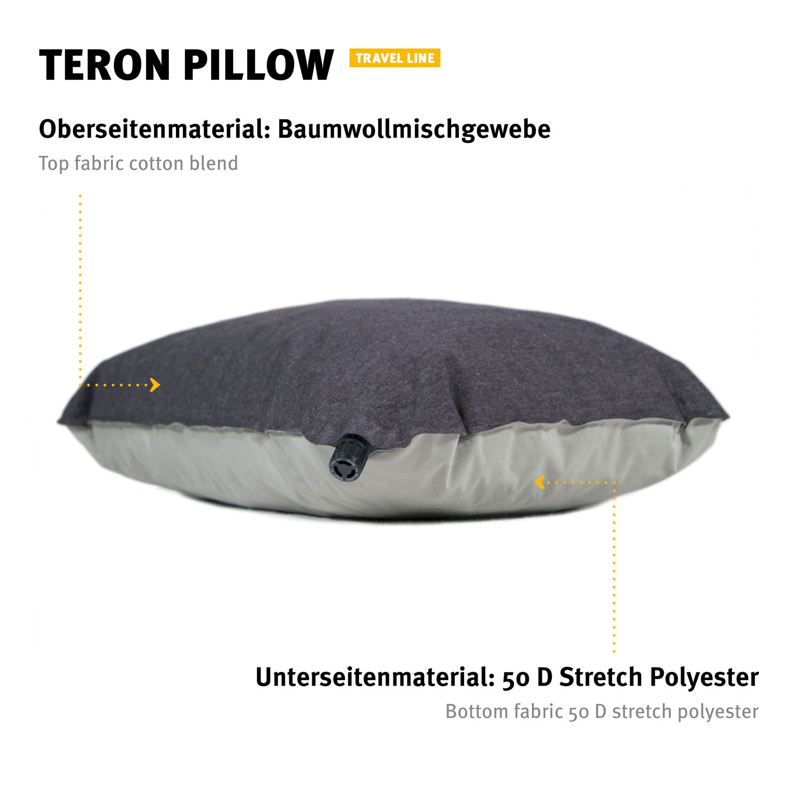 Oreiller de camping CHANGE Oreiller de voyage Teron Petit oreiller en coton autogonflant