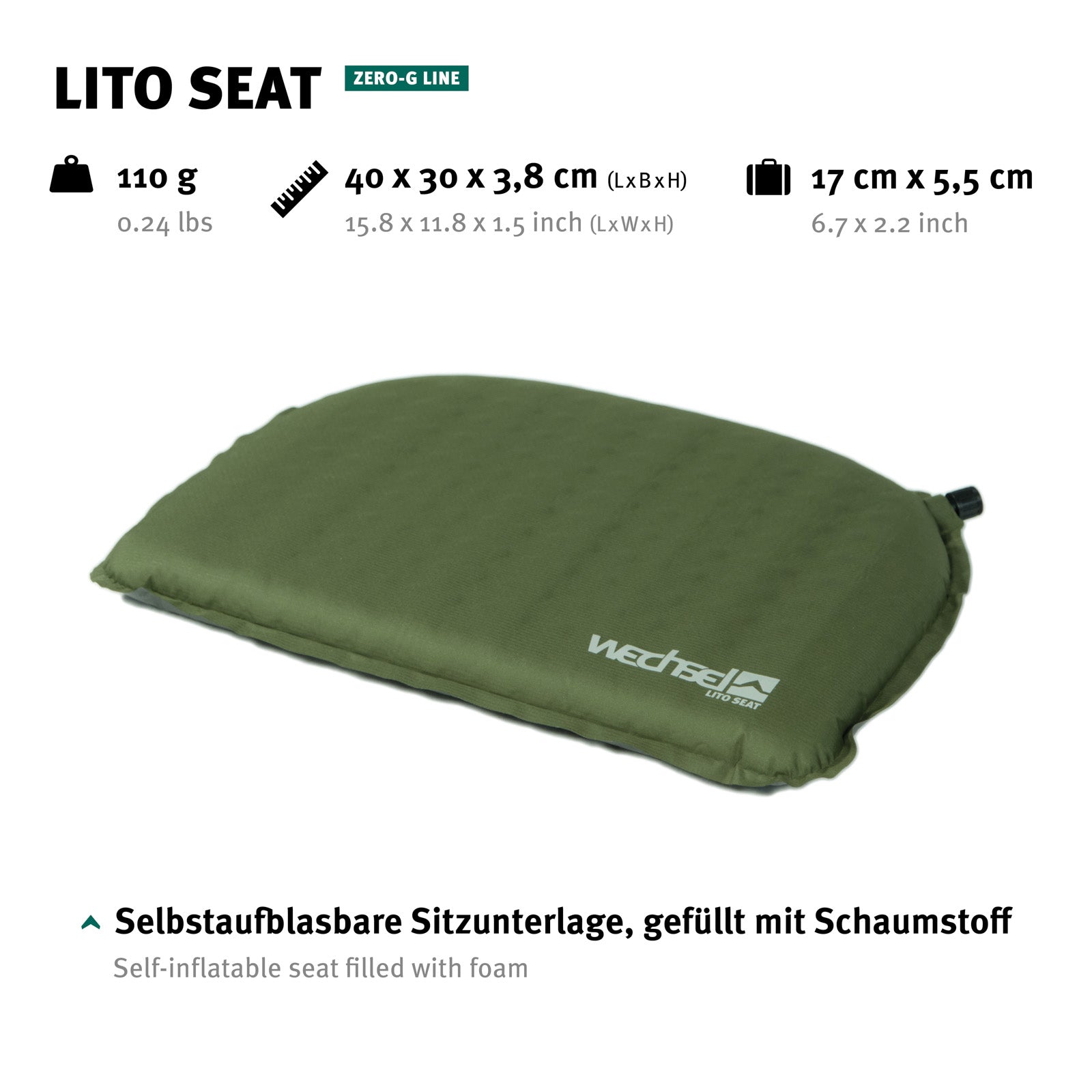 Oreiller de camping CHANGE Lito Seat Thermo Oreiller de voyage Chasse Léger Autogonflant
