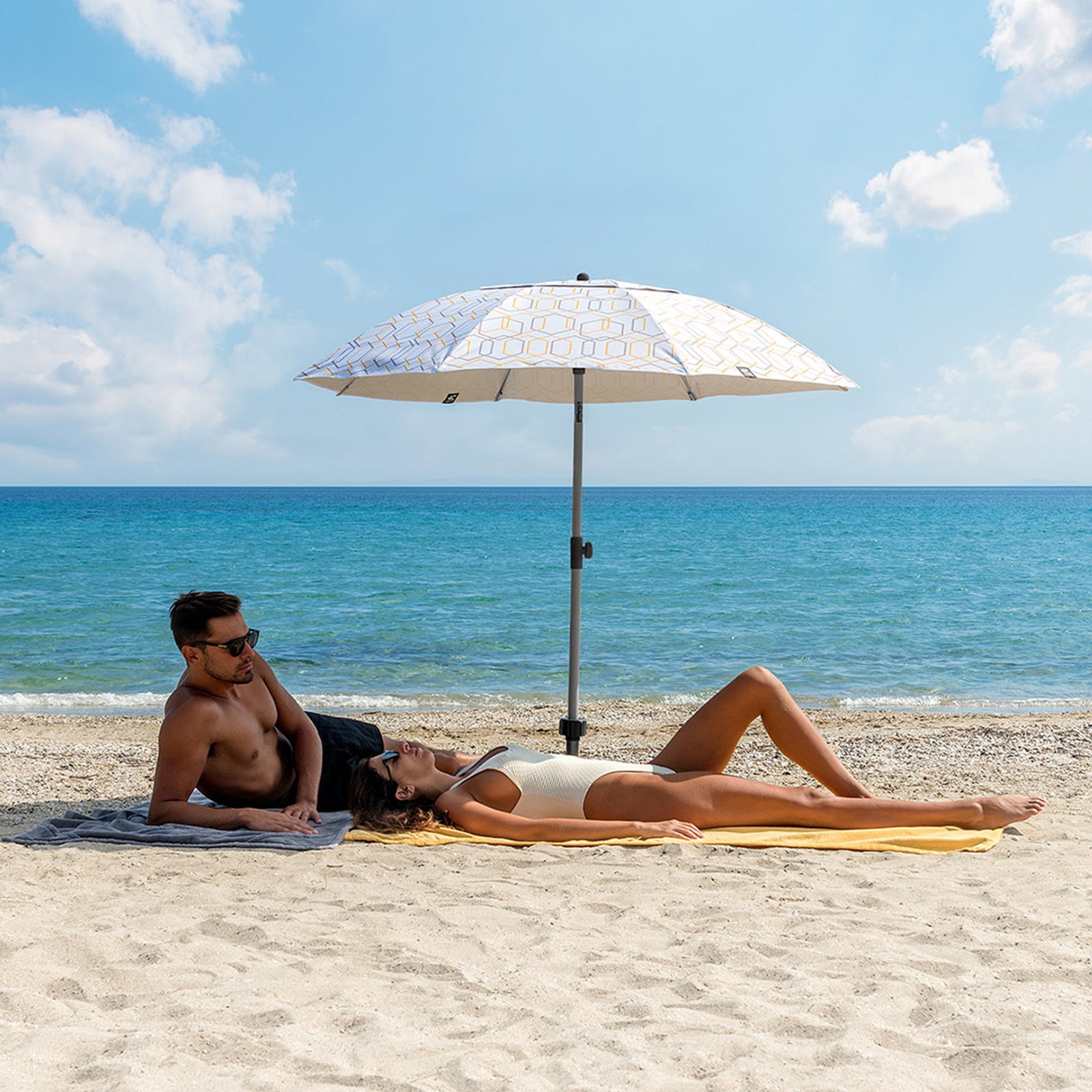 Parasol de plage TERRA NATION Au Kiri rPET rond UPF 50+ recyclé Ø1,8 m