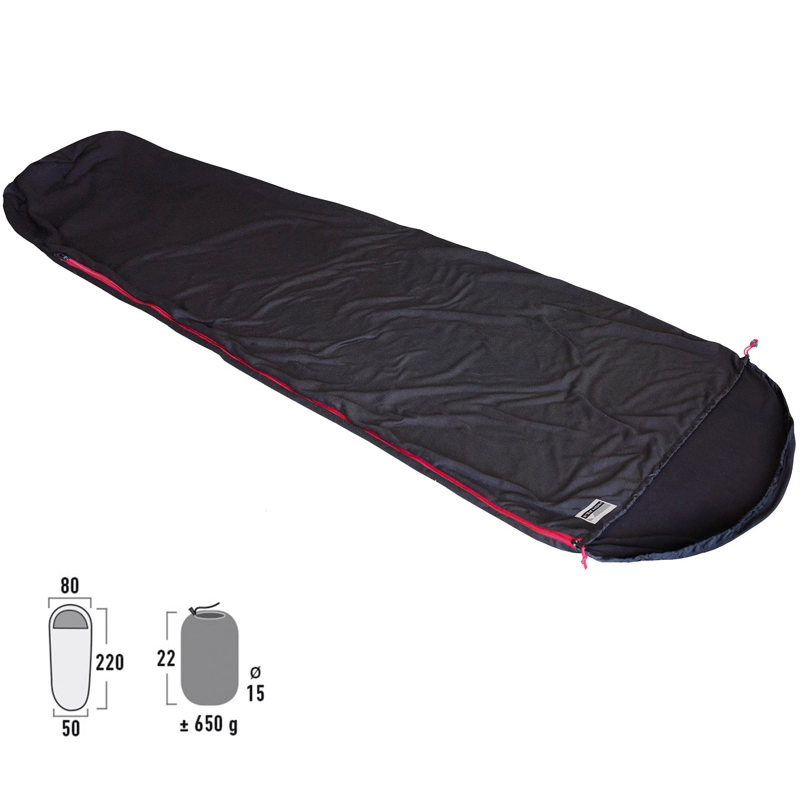 HIGH PEAK Schlafsack Inlett Nanuk Mumie Fleece Hütten Sommer Schlafsack Camping