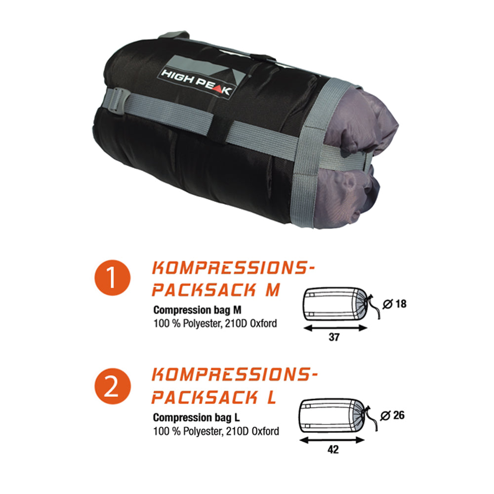 HIGH PEAK Kompressionspacksack M&L -Packsack -Packtasche -Schlafsack Packbeutel