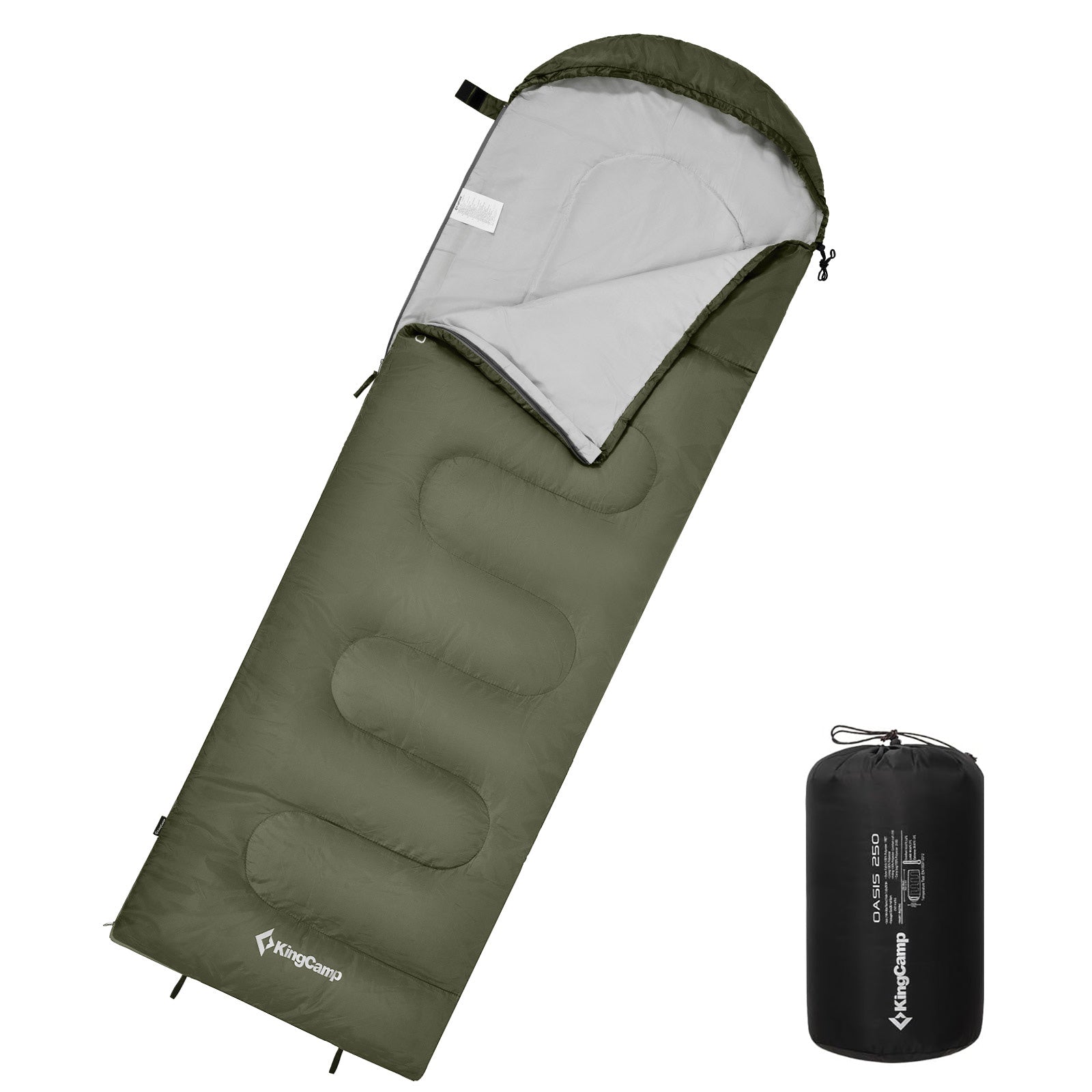Sac de couchage couverture KINGCAMP Oasis 250 Camping d'été en plein air 2,2 m de long et de large -3 °C