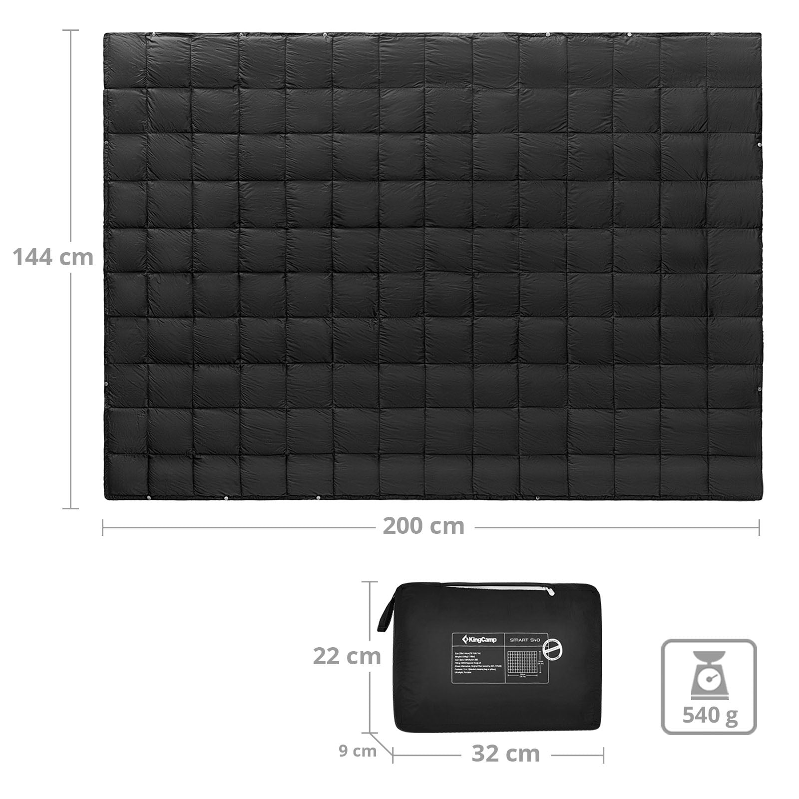 Couverture de camping KINGCAMP Smart 540, tapis de pique-nique, de plage, de parc, légère, 540 g